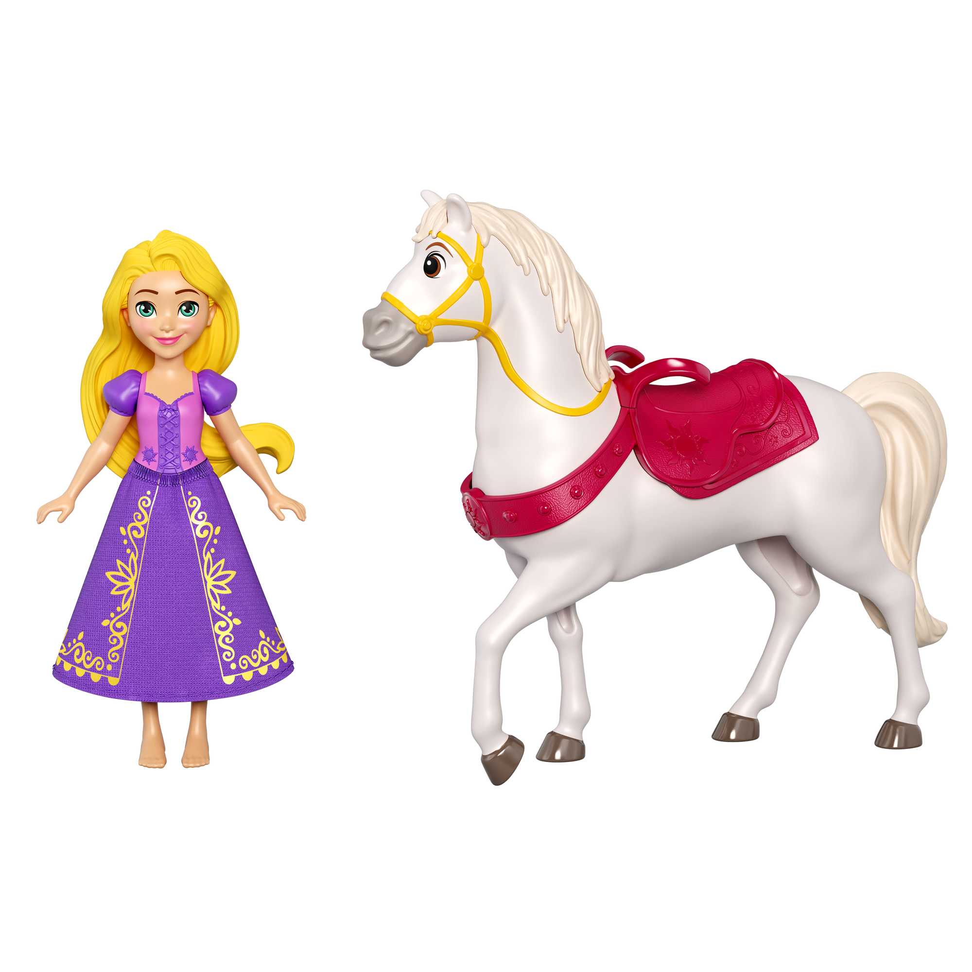 Rapunzel sit on store horse