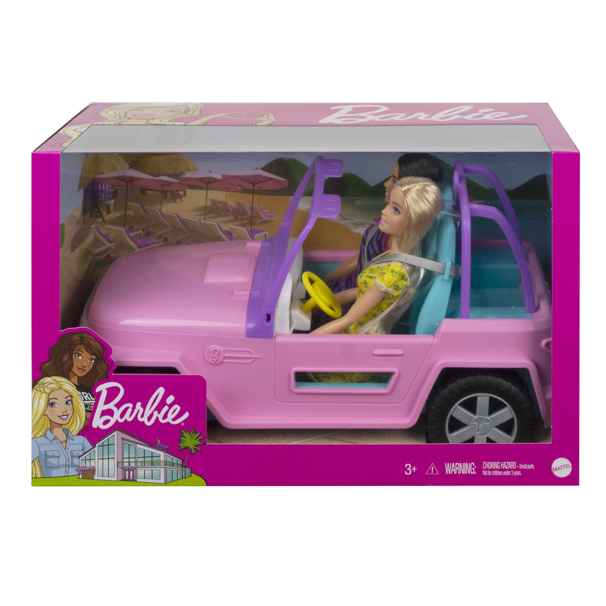 Кукла Barbie с подругой в розовом джипе | GVK02 | MATTEL