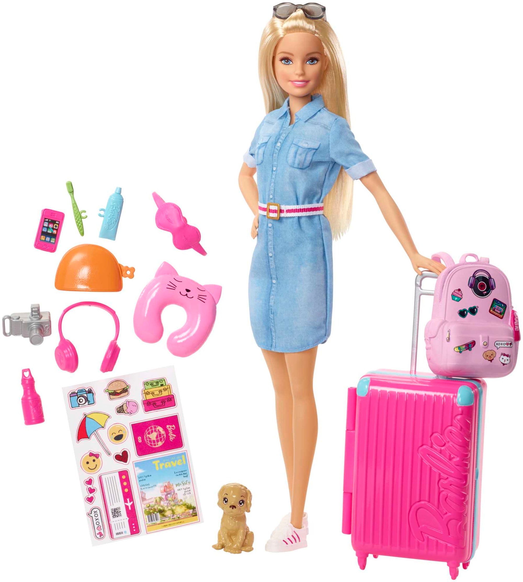Barbie Bambola Travel con Accessori, FWV25