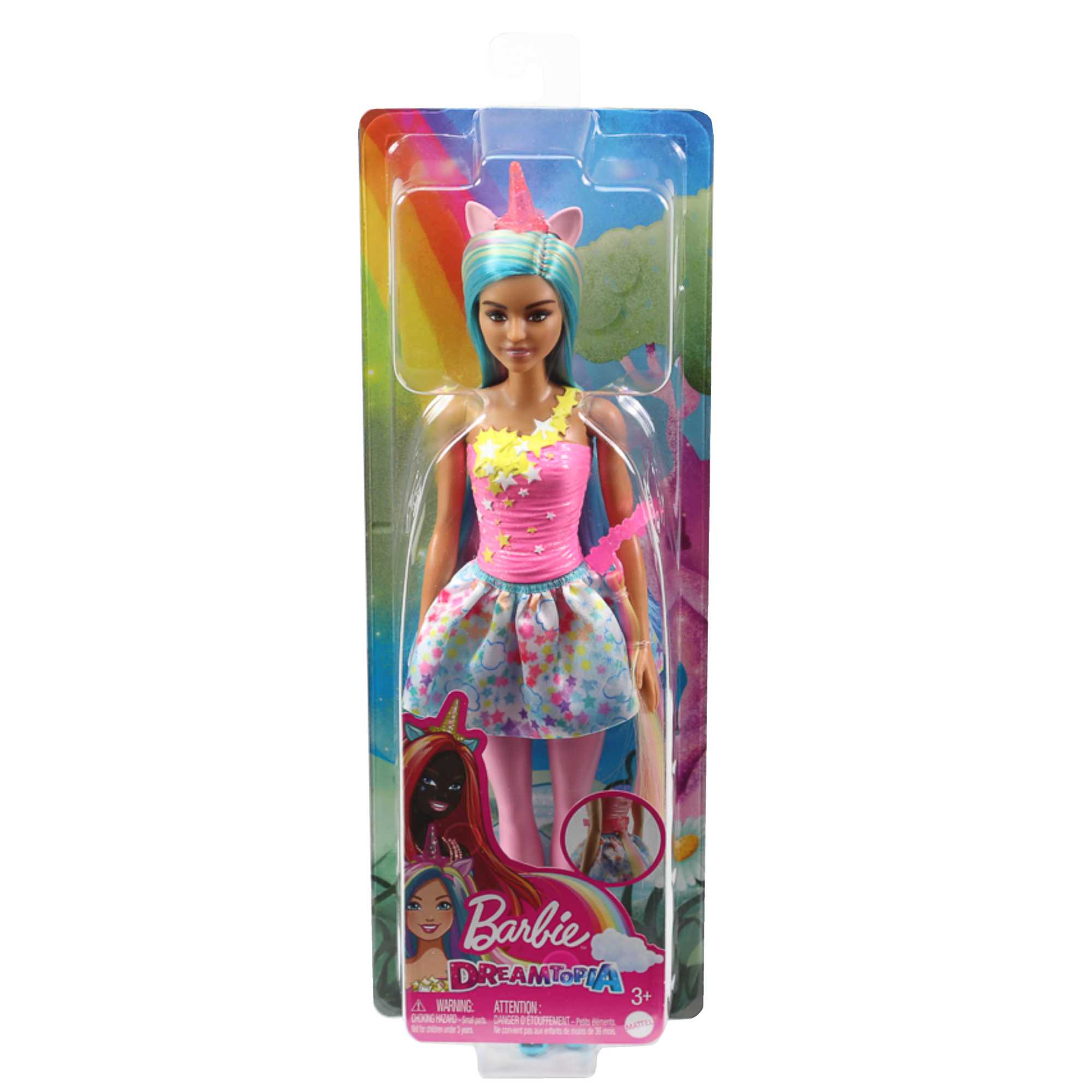 Muñeca fashion Barbie Dreamtopia Unicornio cuerno azul
