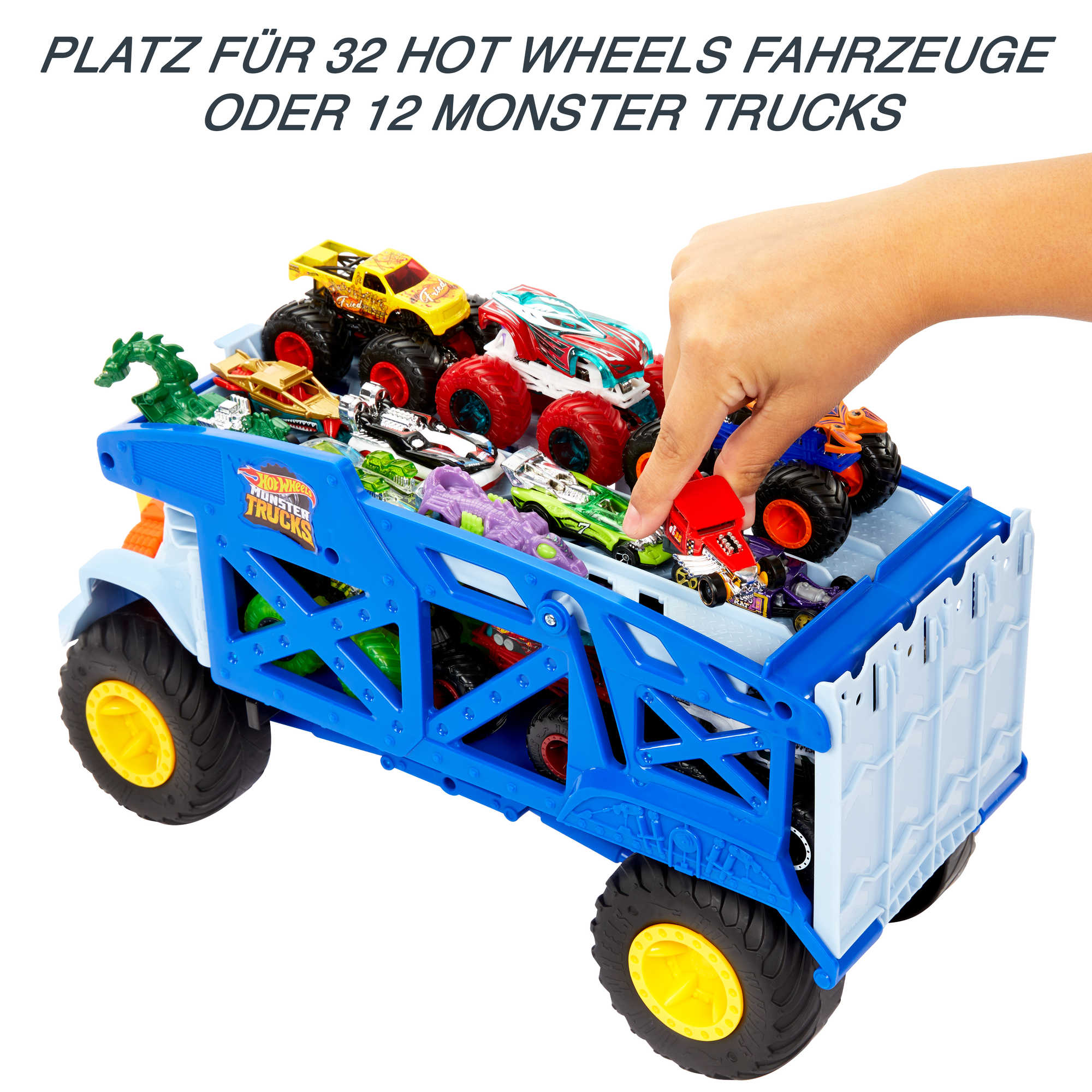 Hot Wheels Monster Trucks Transporter Nashorn, Schlepper, Geschenk für  Kinder ab 3 Jahren