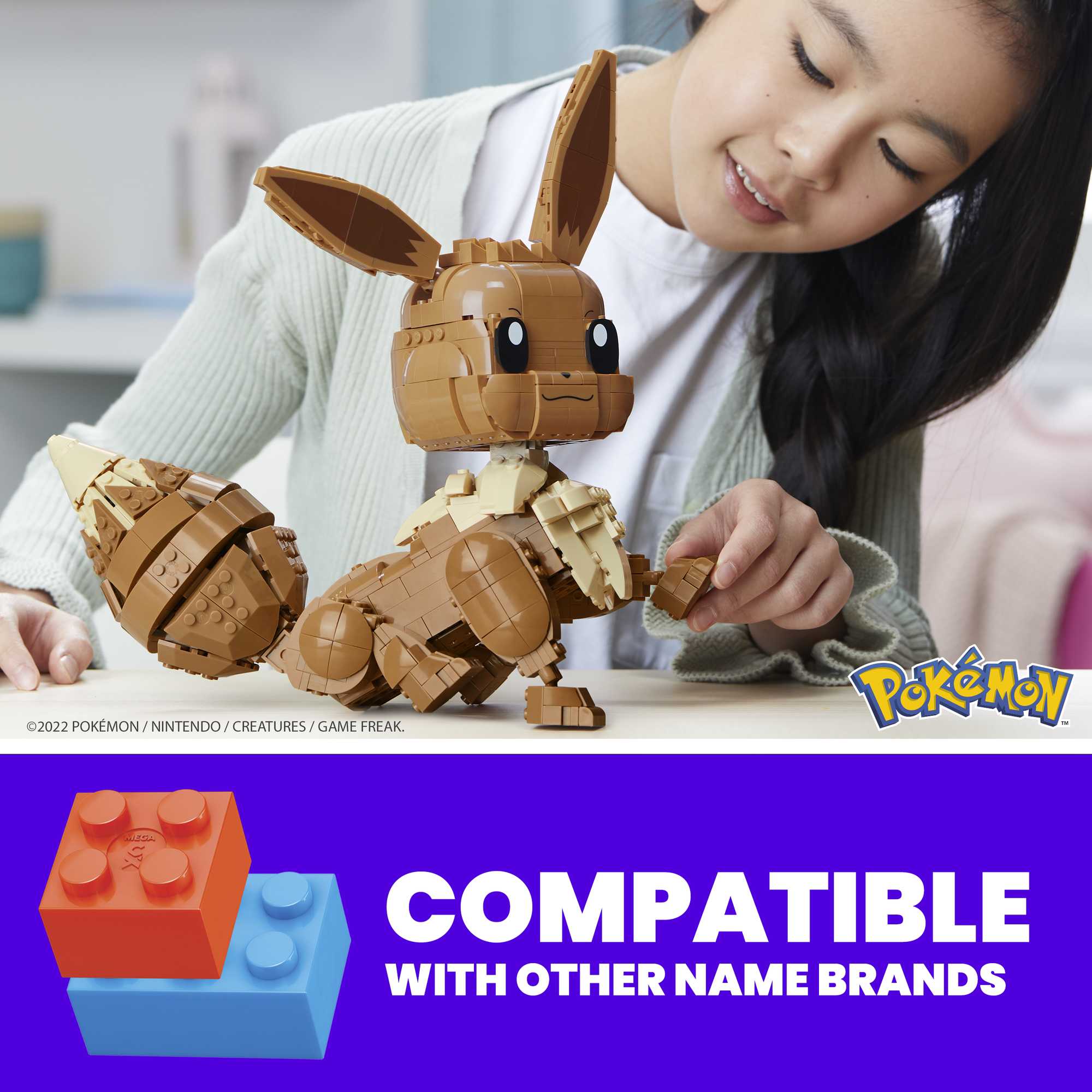  Mega Pokémon Jumbo Eevee Toy Building Set, 11 inches Tall,  poseable, 824 Bricks and Pieces, for Boys and Girls, Ages 6 and up​ : Toys  & Games