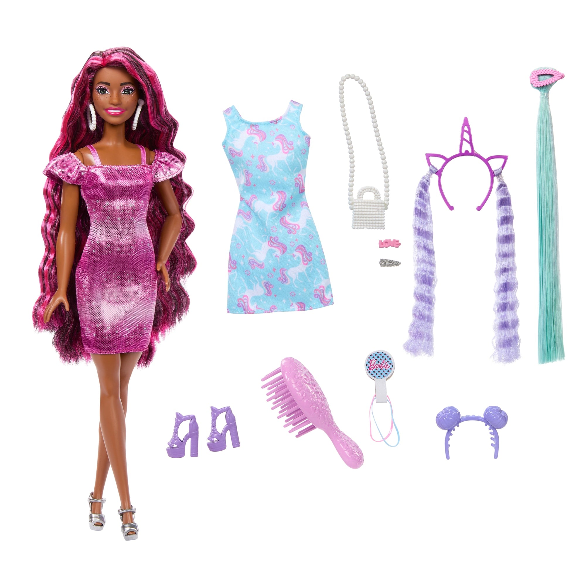Mattel - Poupée Barbie : Grande princesse brune à coiffer