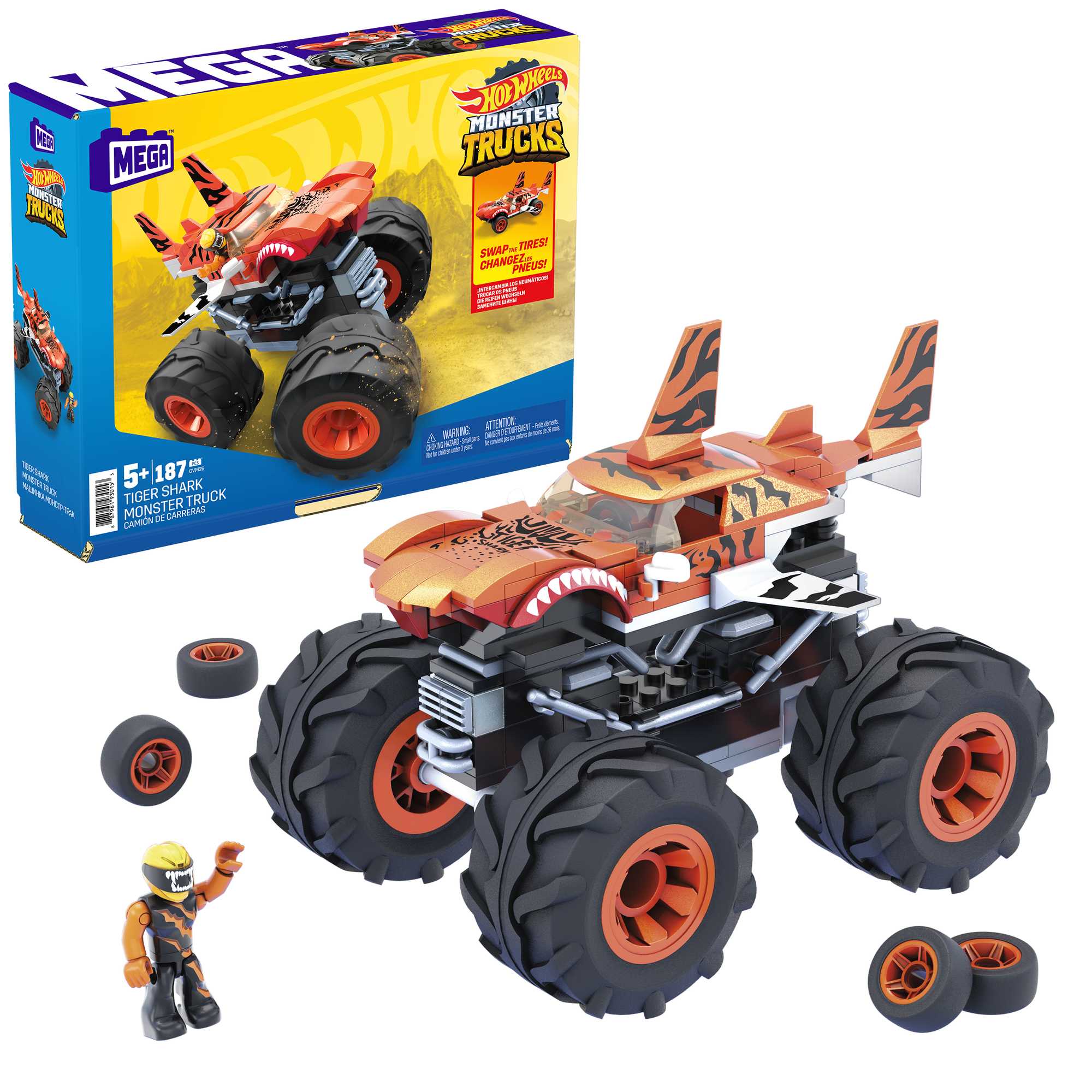 Конструктор Mega Construx Hot Wheels Монстр-трак Тигровая акула