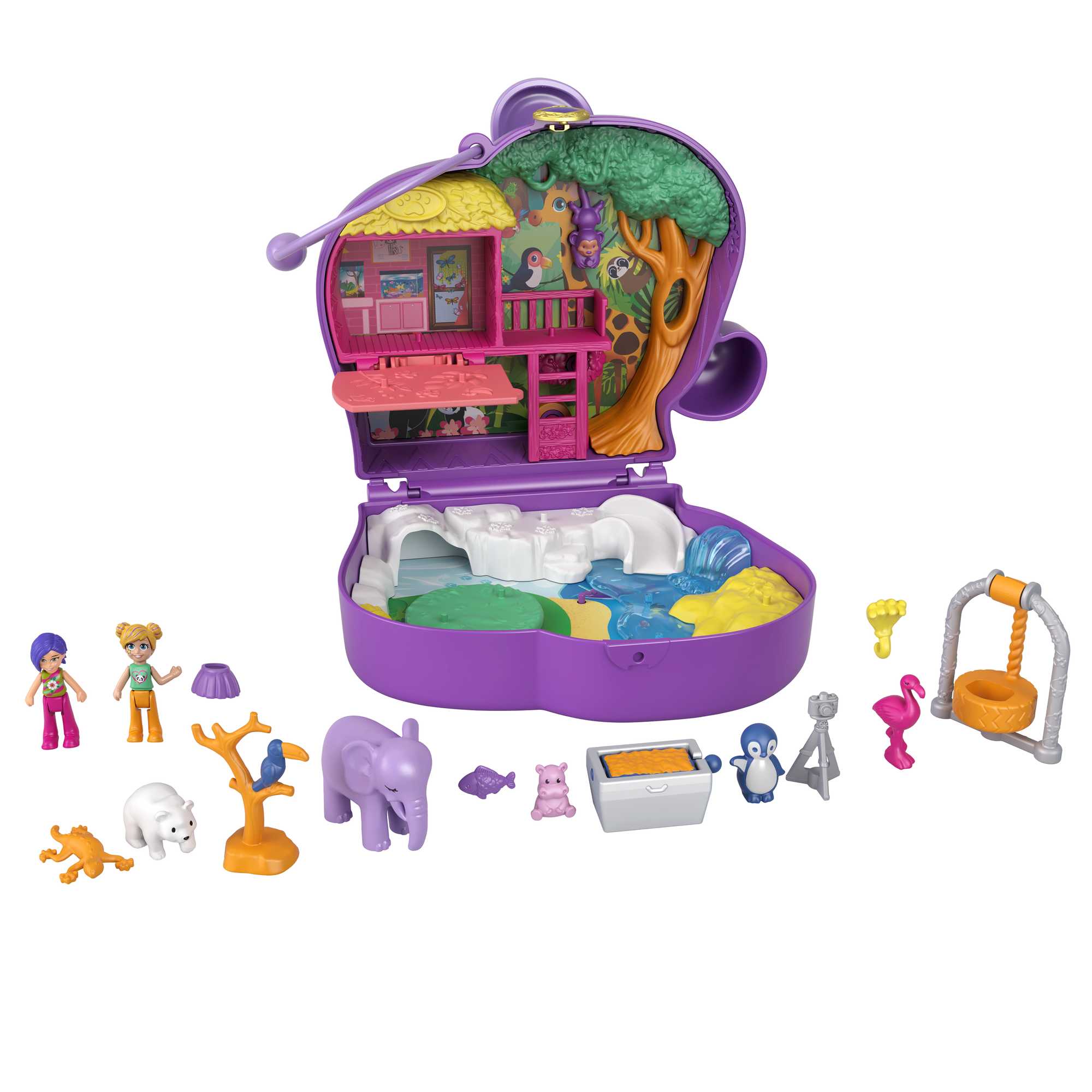 Polly pocket - coffret flamant rose surprises - coffret mini