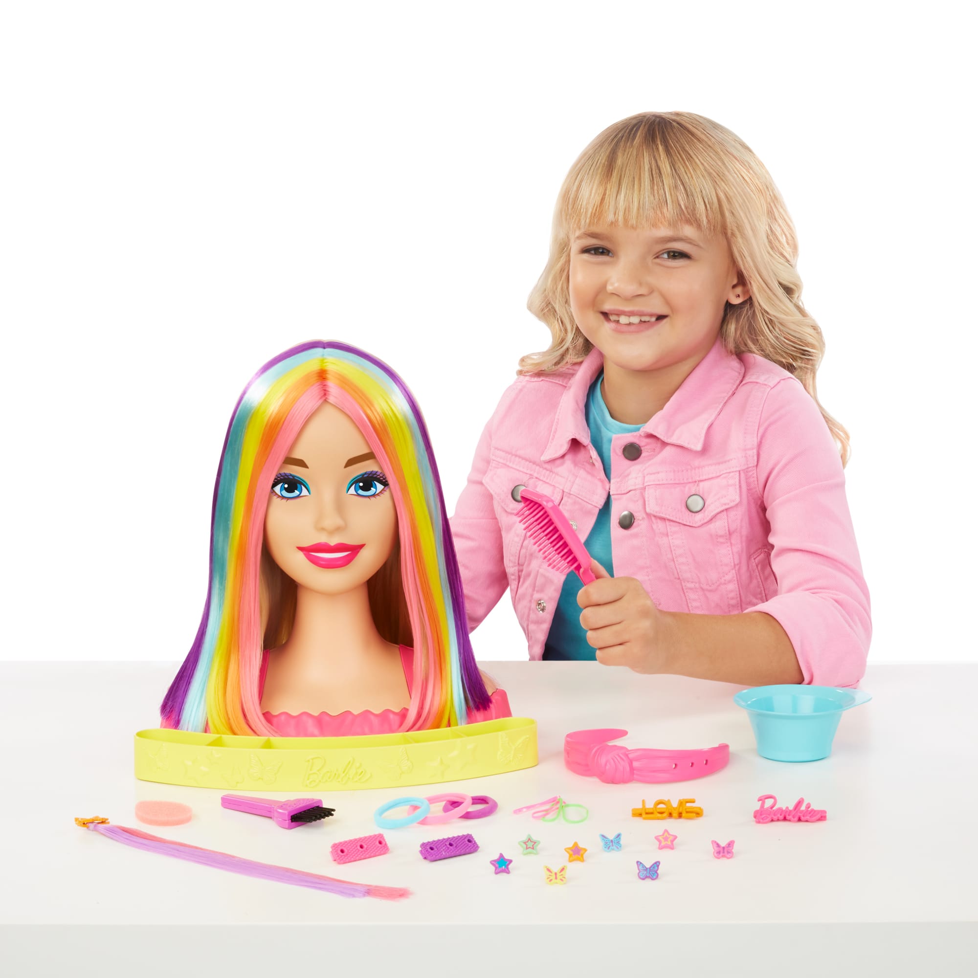 Barbie - Tête à Coiffer blonde avec mèches arc-en-ciel, HMD78