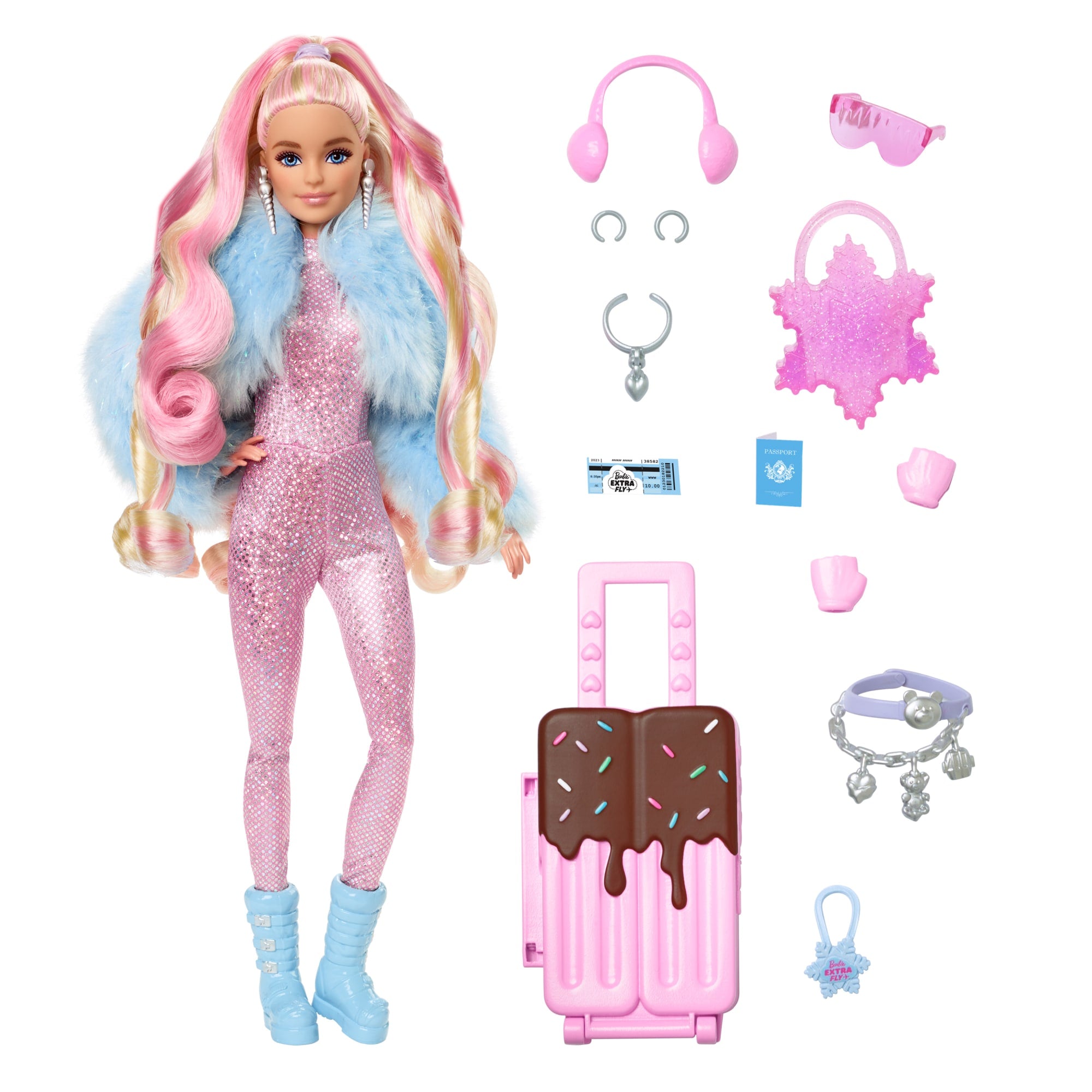 Barbie et ses accessoires de voyage Poupée fille rose jouet kid