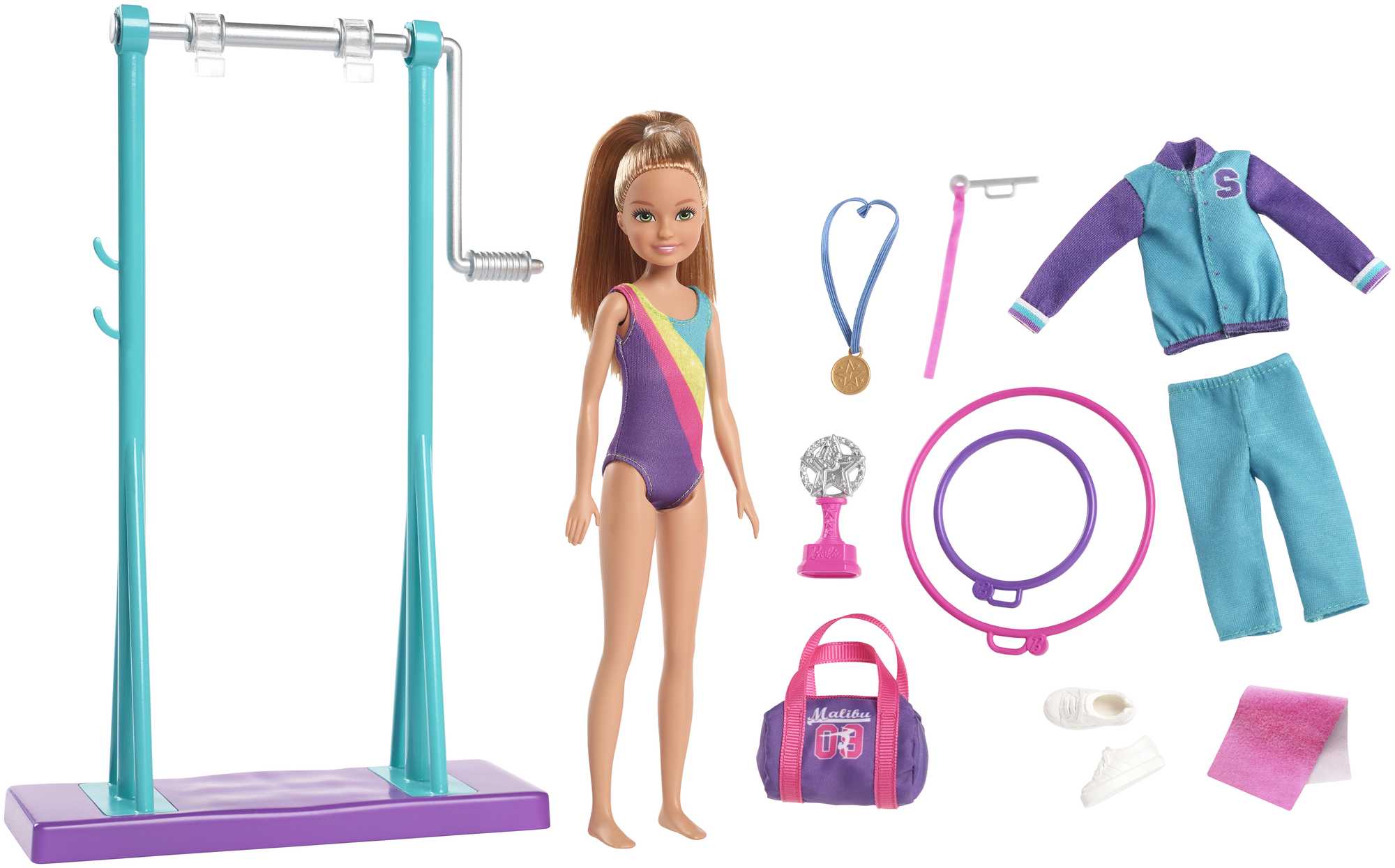 Poupée et coffret de jeu Gymnastique Barbie Équipe Stacie 