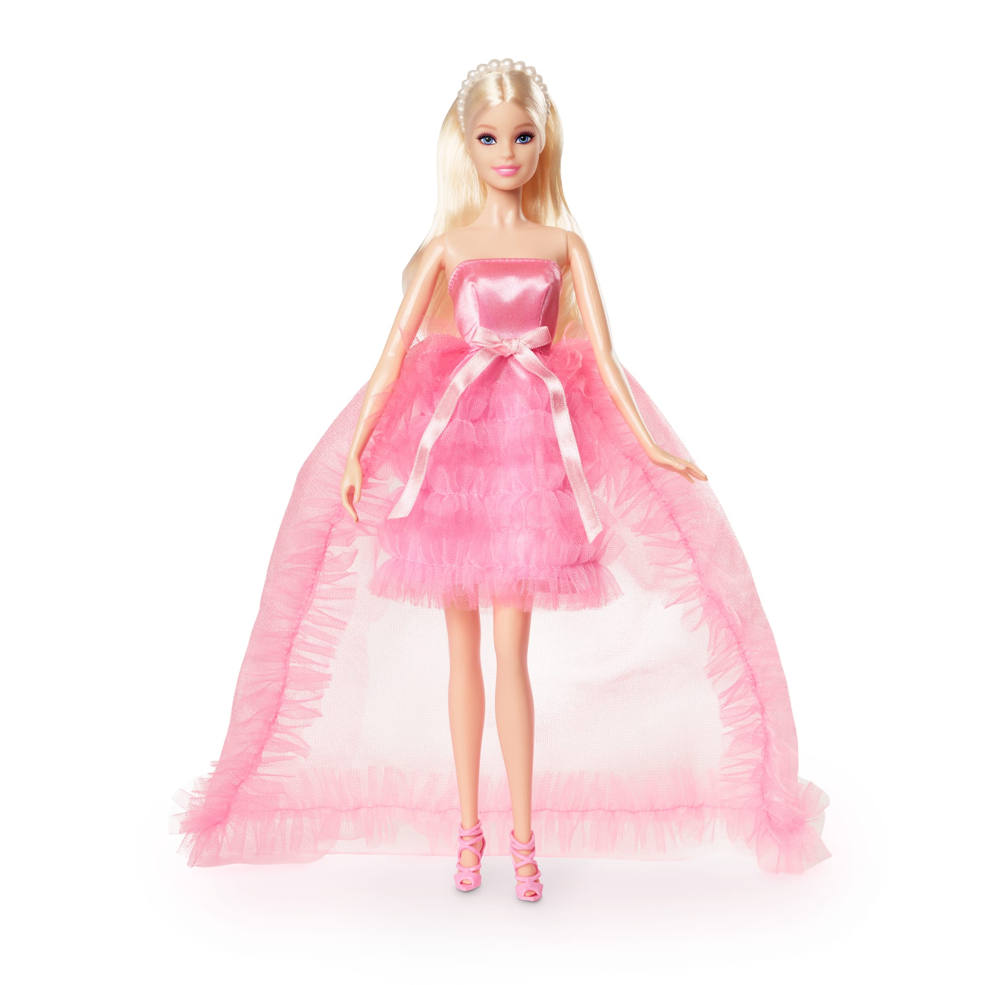 Barbie - Bambola buon compleanno con abito lungo e accessori