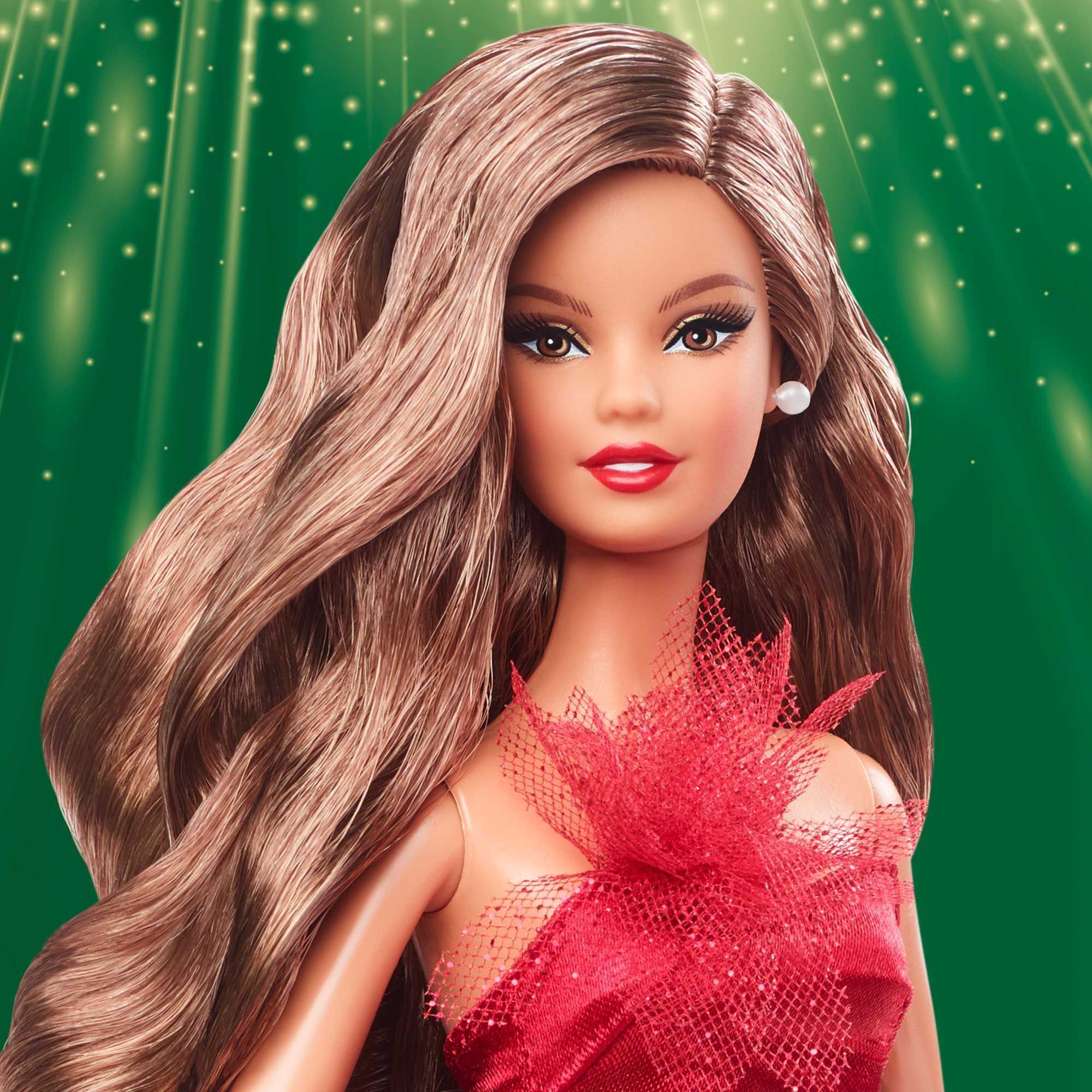 Barbie Poupée Mannequin Joyeux Noël 2022 (Cheveux Blonds Ondulés), avec  Socle, avec robe rouge flamboyante, à collectionner, Jouet Enfant, Dès 6  ans