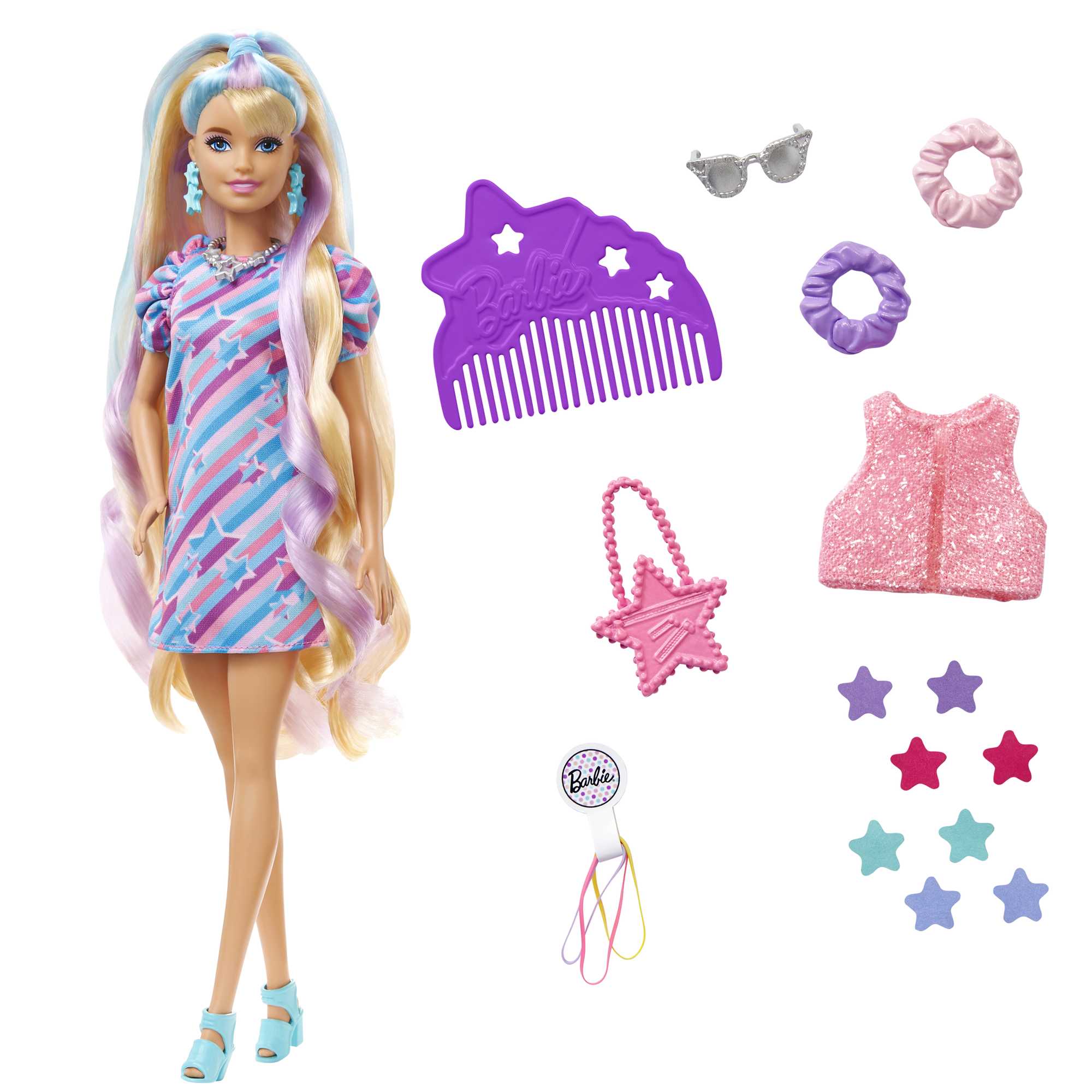 Barbie - Ultra Chevelure 1 Thème Étoiles - Poupée Mannequin - 3 Ans Et +
