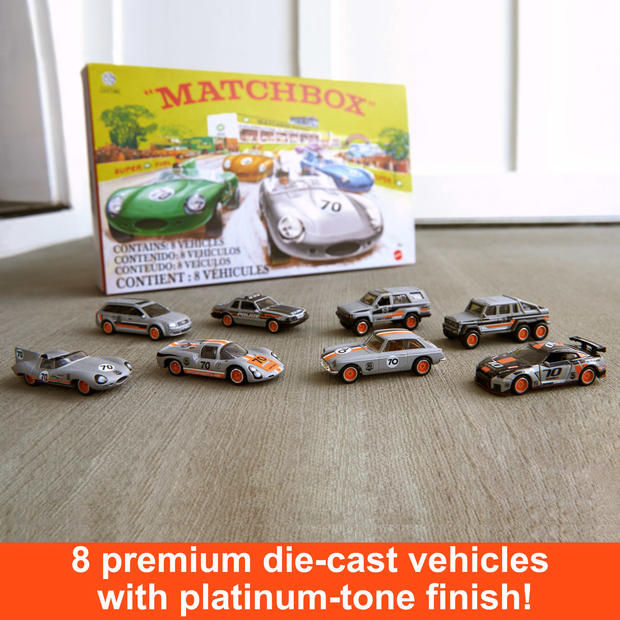 Matchbox Cars, Set Of 8 Die-Cast Cars In 1:64 Scale With Matchbox