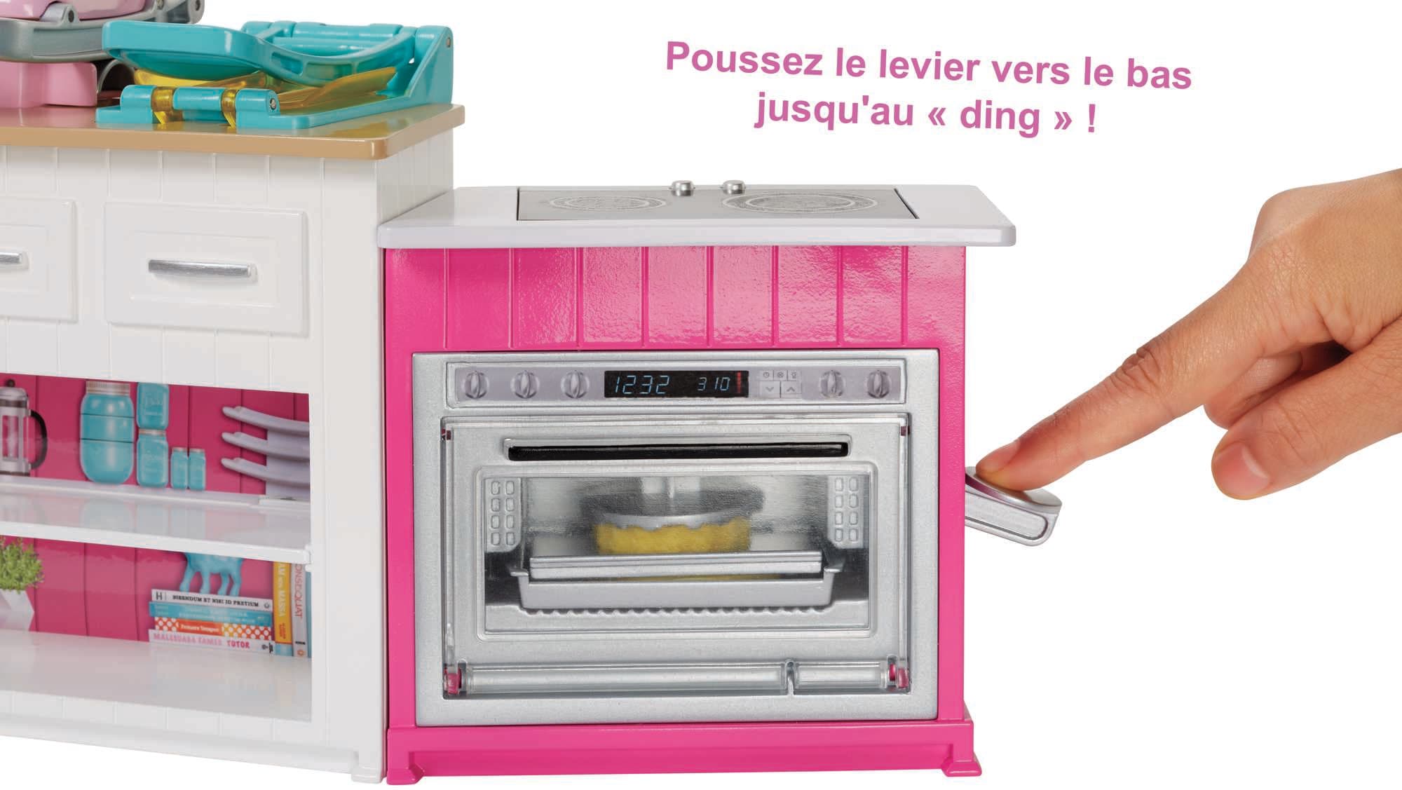 Cuisine Barbie  Cuisine de poupée avec four, cuisinière + réfrigérateur 