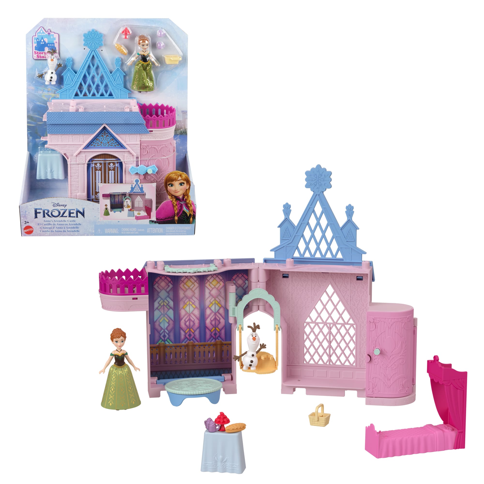 Disney Frozen Storytime Stackers Playset, Anna’S Arendelle Castle Dollhouse With Small Doll