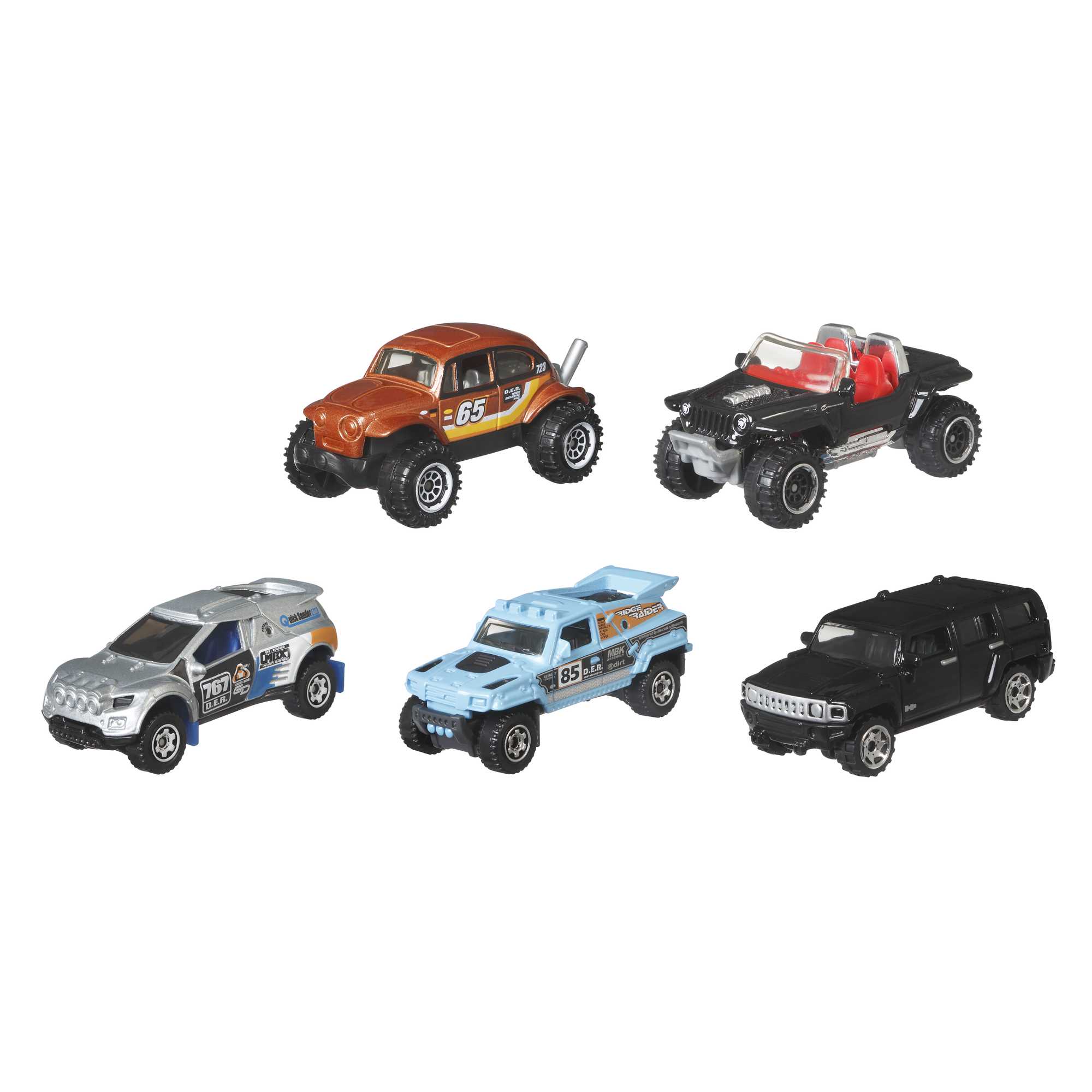 Pack Matchbox 5 Voitures - MBX EV & HYBRIDE HCJ00 - Échelle 1/64 - Neuf