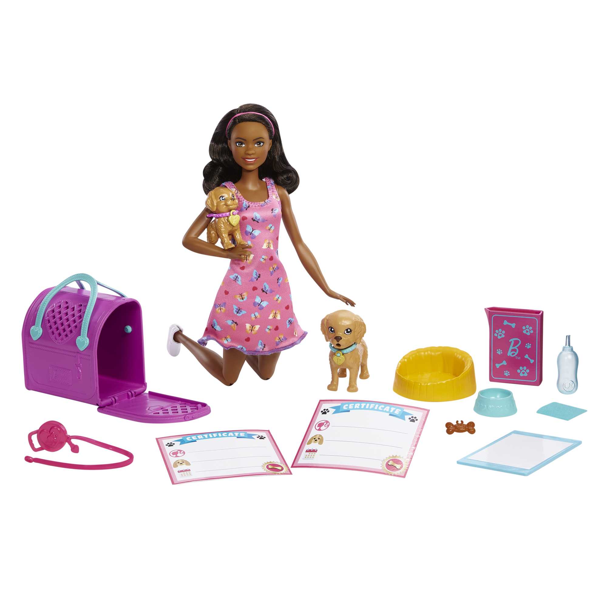 Barbie - Playset con bambola Barbie, 2 cuccioli e tanti accessori