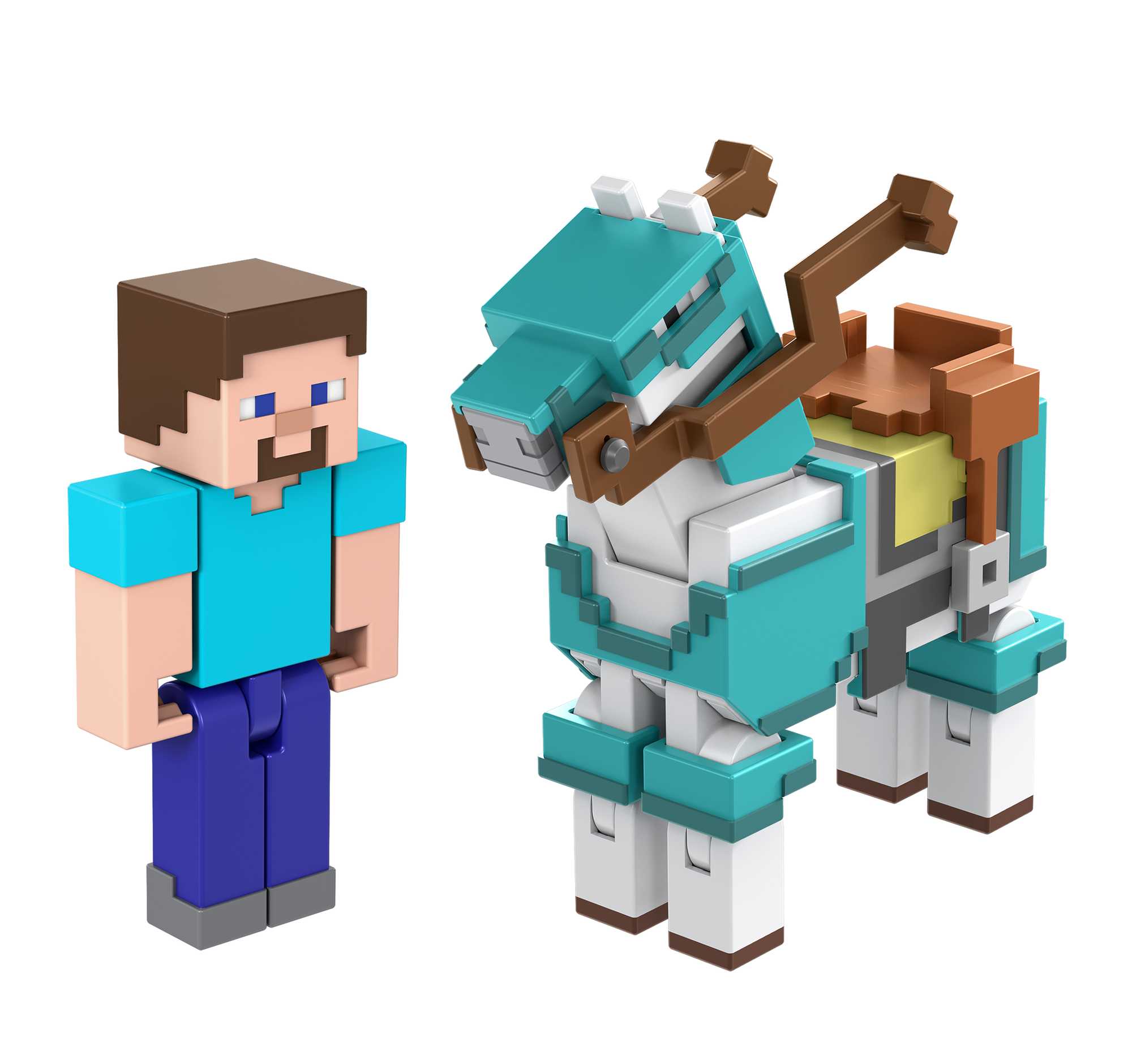 Minecraft - steve et son cheval armure - coffret figurines - 6 ans