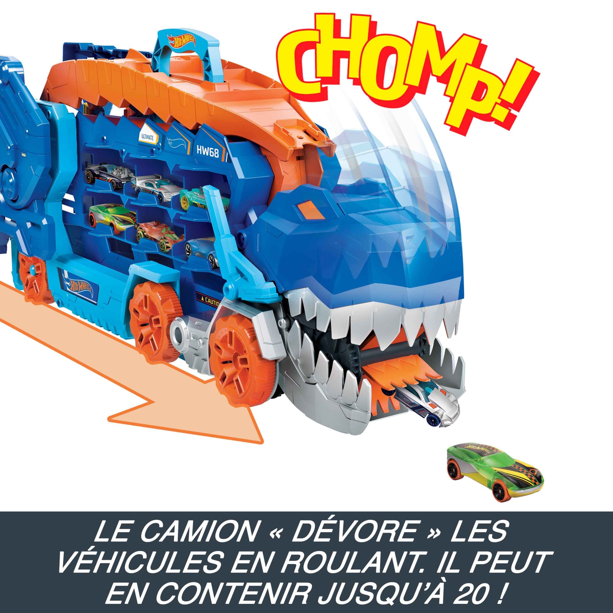 Hot Wheels - Mega Transporteur T-Rex - Petite Voiture - 3 ans et +