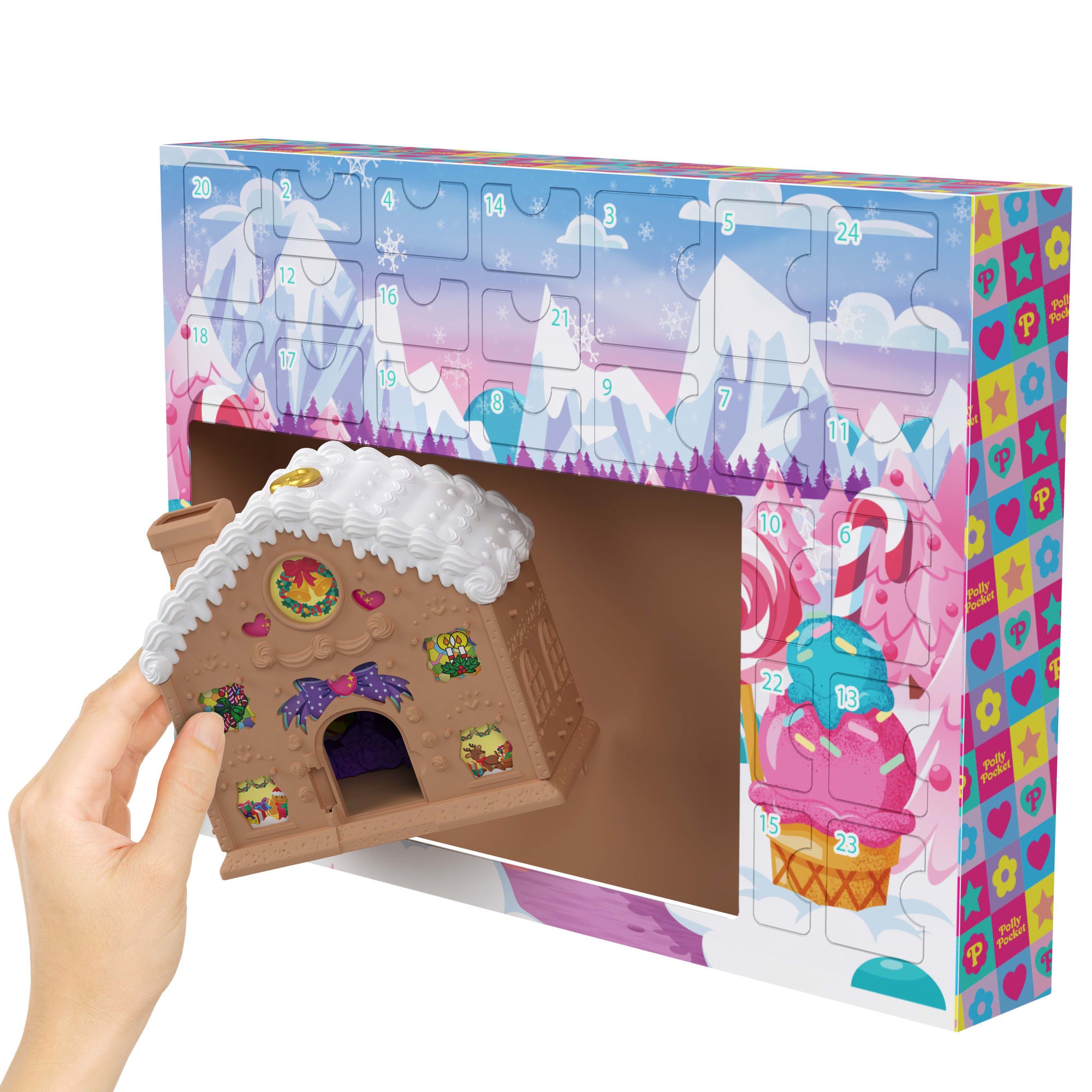 Polly Pocket Calendrier De L'Avent – Maison En Pain D'épices – 24 Surprises + Figurine – Meubles Miniatures Et Décos De Noël – Dès 4 Ans