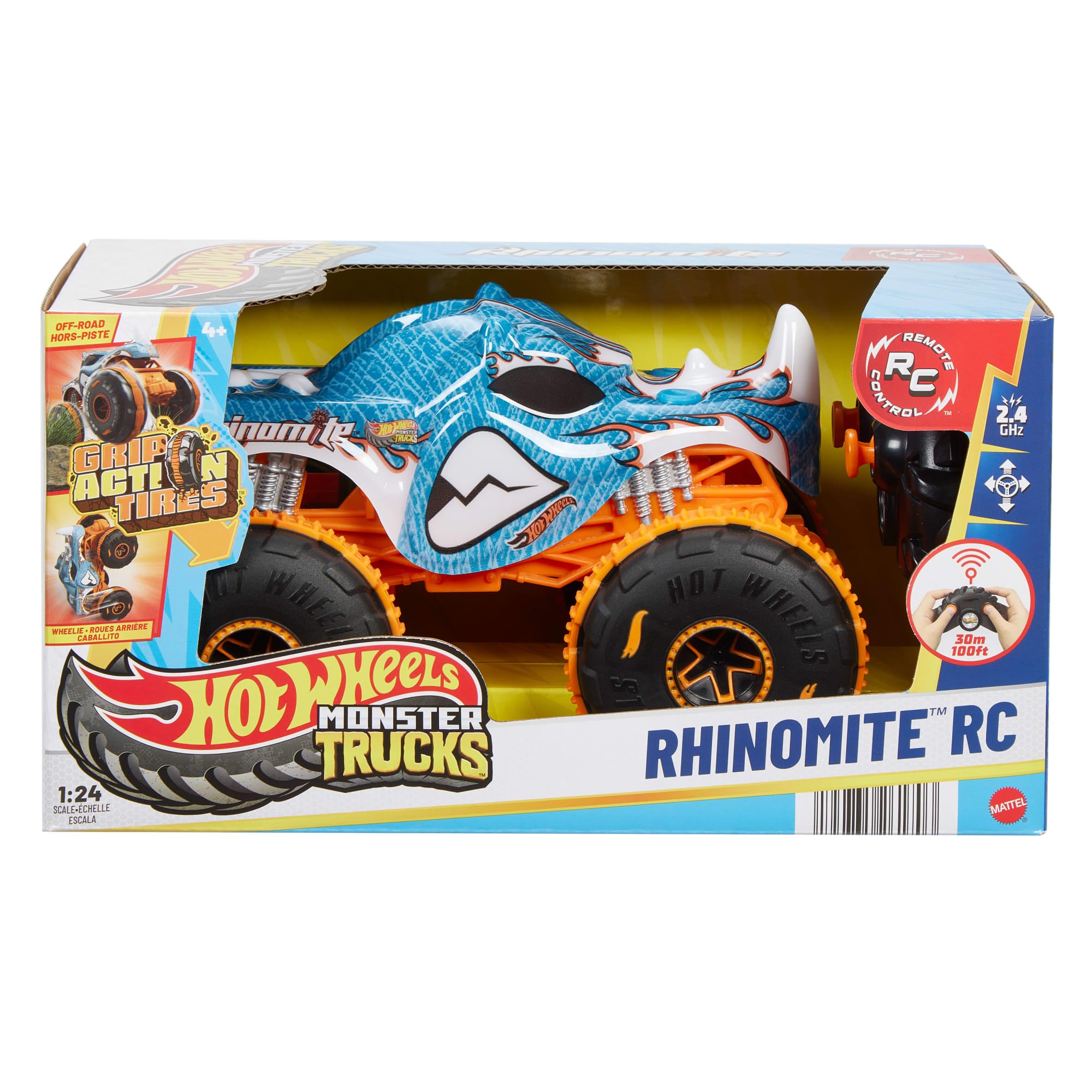 Hot Wheels RC Monster Trucks Rhinomite im Maßstab 1:24, Spielzeug-Truck
