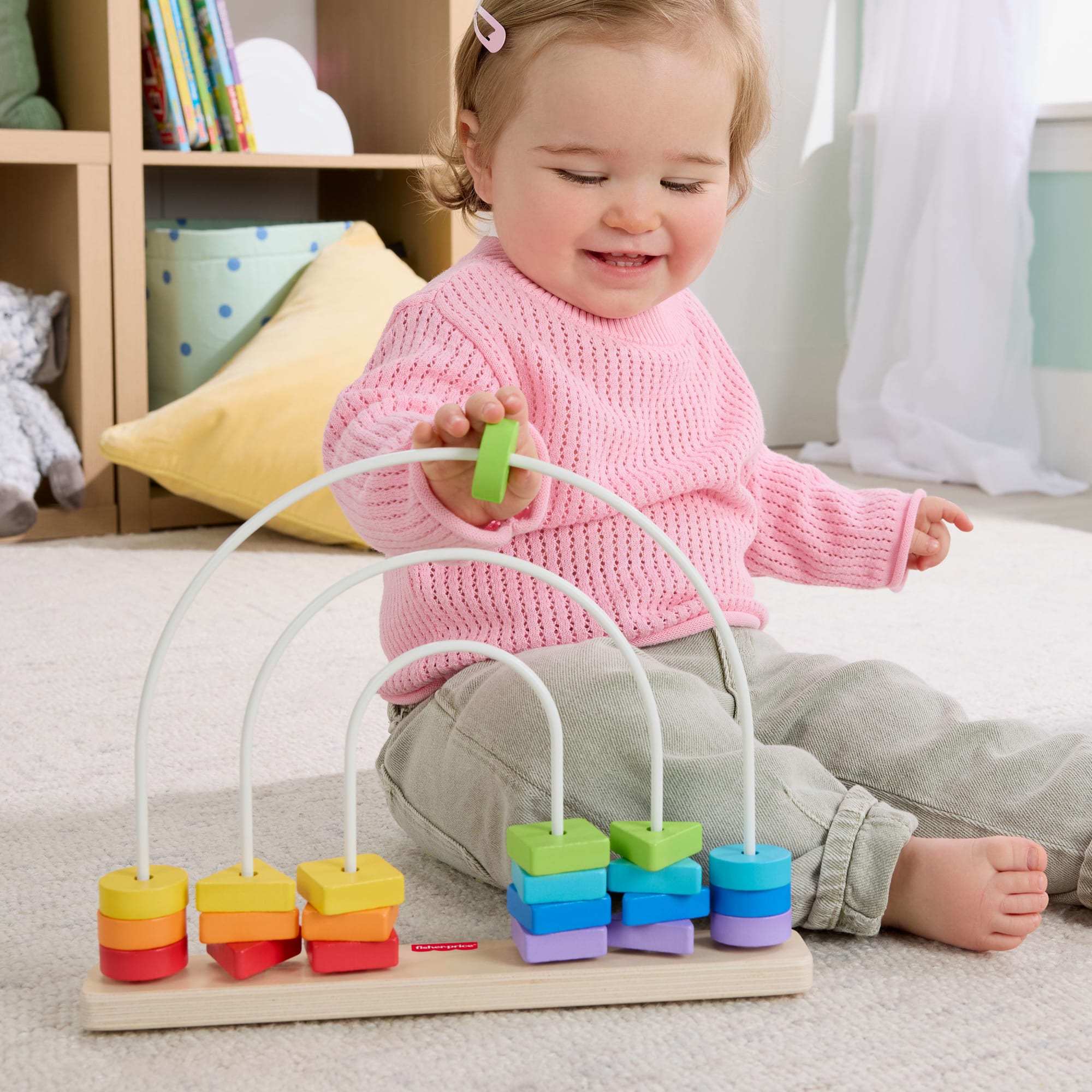 Fisher-Price Ábaco De Madera Arcoíris – Juguete Clásico De Contar Con Cuentas De Colores, Aprendizaje De Números Y Colores, Motricidad Fina, Regalo Educativo Para Niños