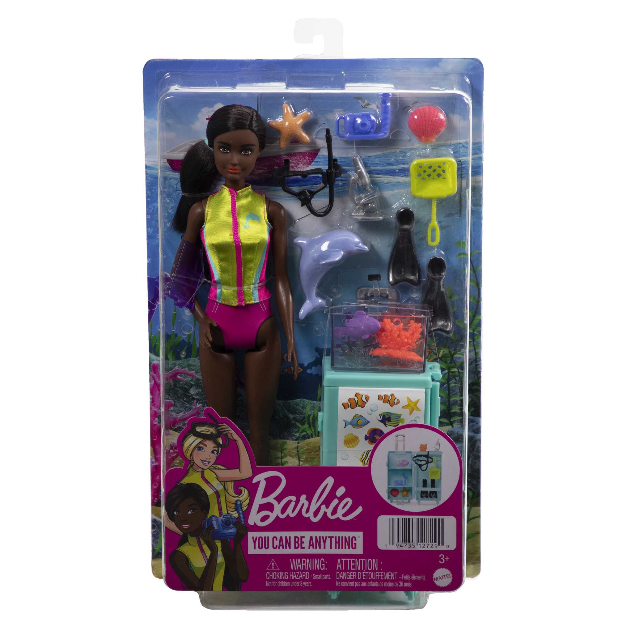 Barbie Marine Biologist Doll and Playset (Dark Skin Tone)