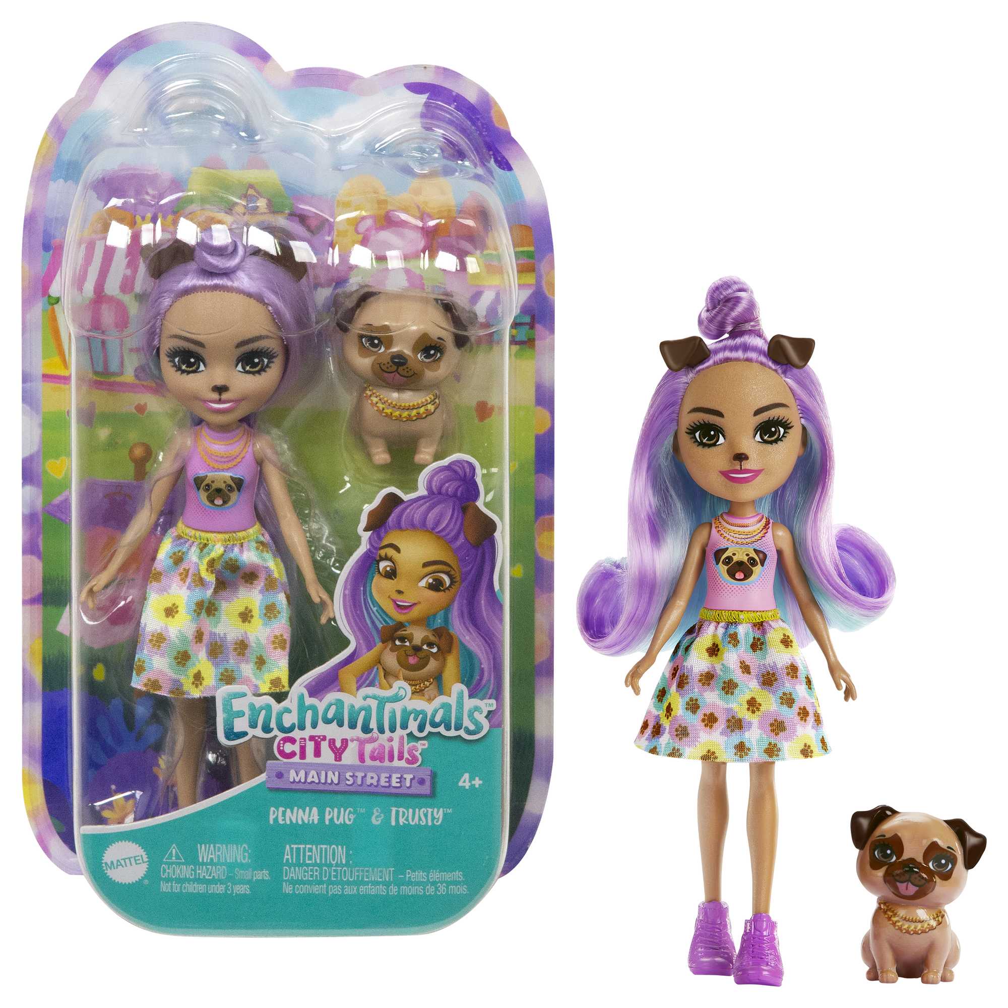 Enchantimals City Tails Main Street Penna Pug Trusty Doll MATTEL