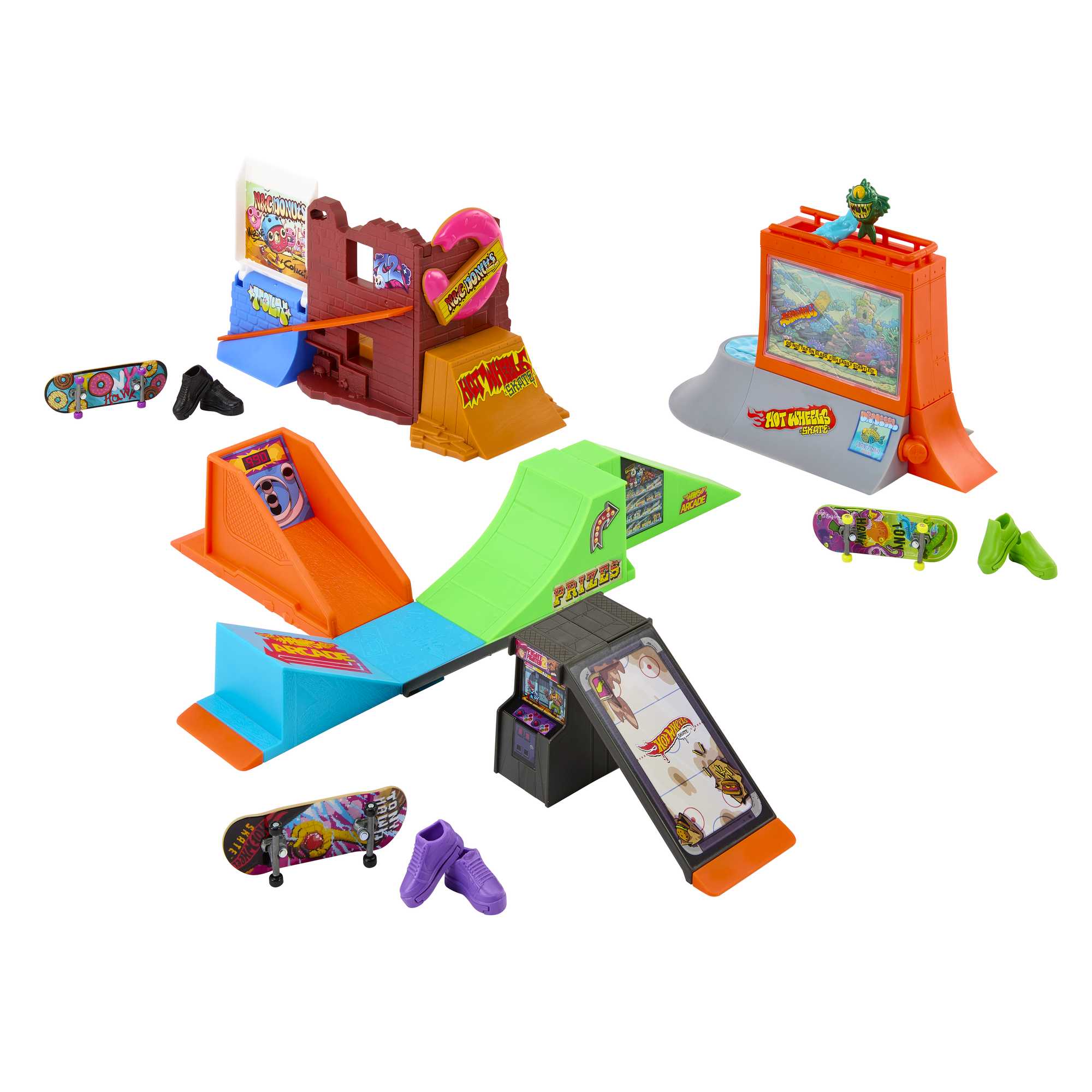 Hot Wheels Skate - Multi-Pack Assortimento Tony Hawk, set con 4 fingerboard assemblate e 2 paia di scarpine da skateboard rimovibili, giocattolo per bambini, 5+ anni, HNG72 : Tony Hawk Hot Wheels Skate - Multi-Pack Assortimento Tony Hawk, set con 4 fingerboard assemblate e 2 paia di scarpine da skateboard rimovibili, giocattolo per bambini, 5+ anni, HNG72 : Tony Hawk