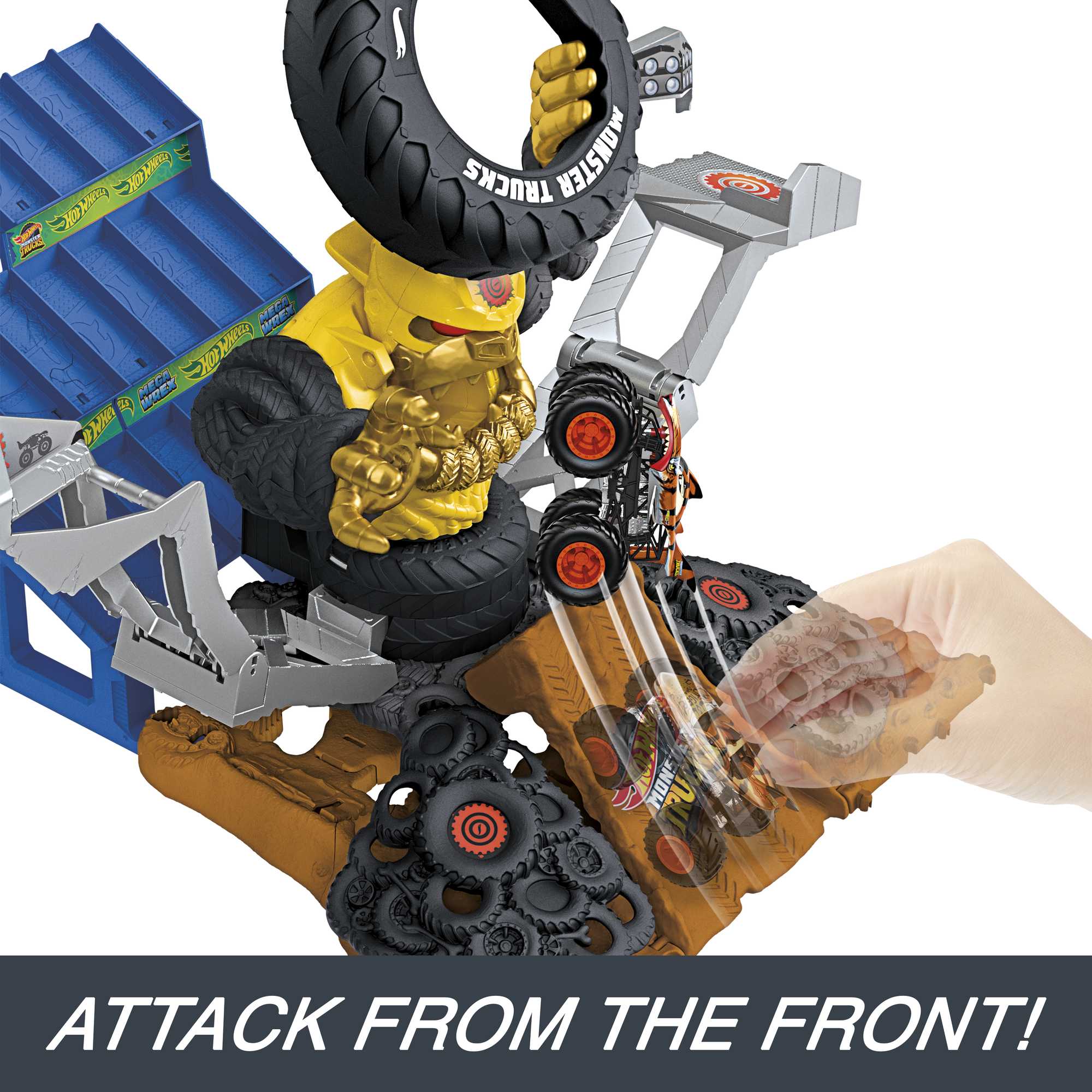 Hot Wheels® Monster Trucks Arena Smashers Mega-Wrex VS Crushzilla Takedown  Playset