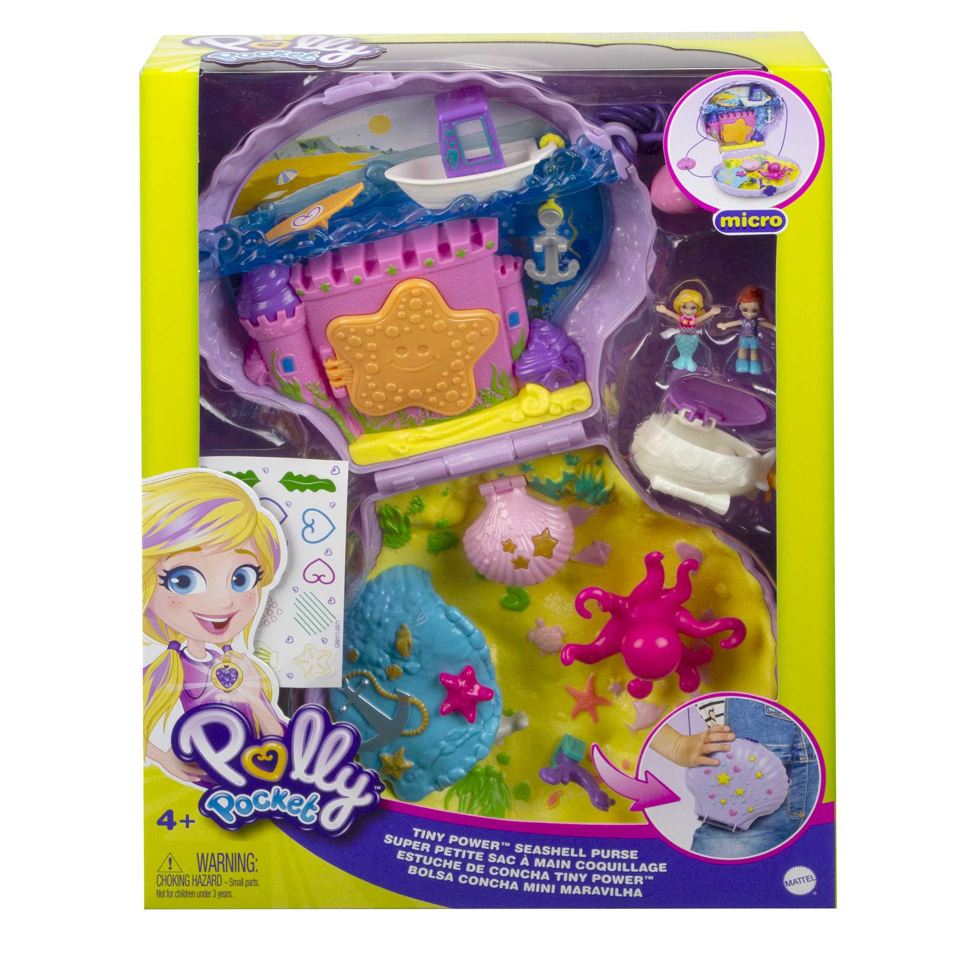 Power Sea Shell Polly Pocket Tiny Power Seashell Purse | GNH11 | MATTEL