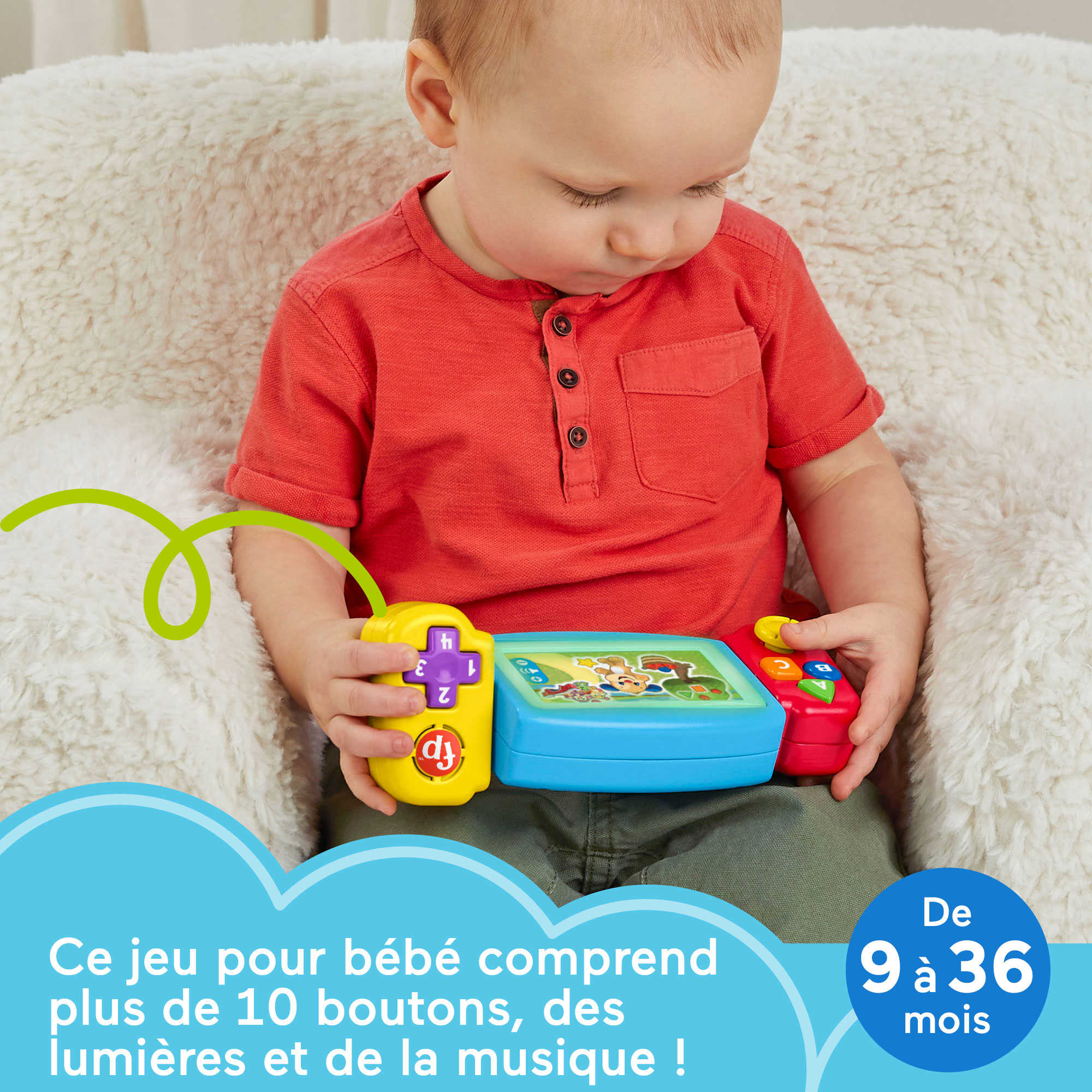 Fisher-Price Manette De Jeu Et D’Apprentissage - Jouet Bébé Avec Musique Lumières Dès 6 Mois Version Française