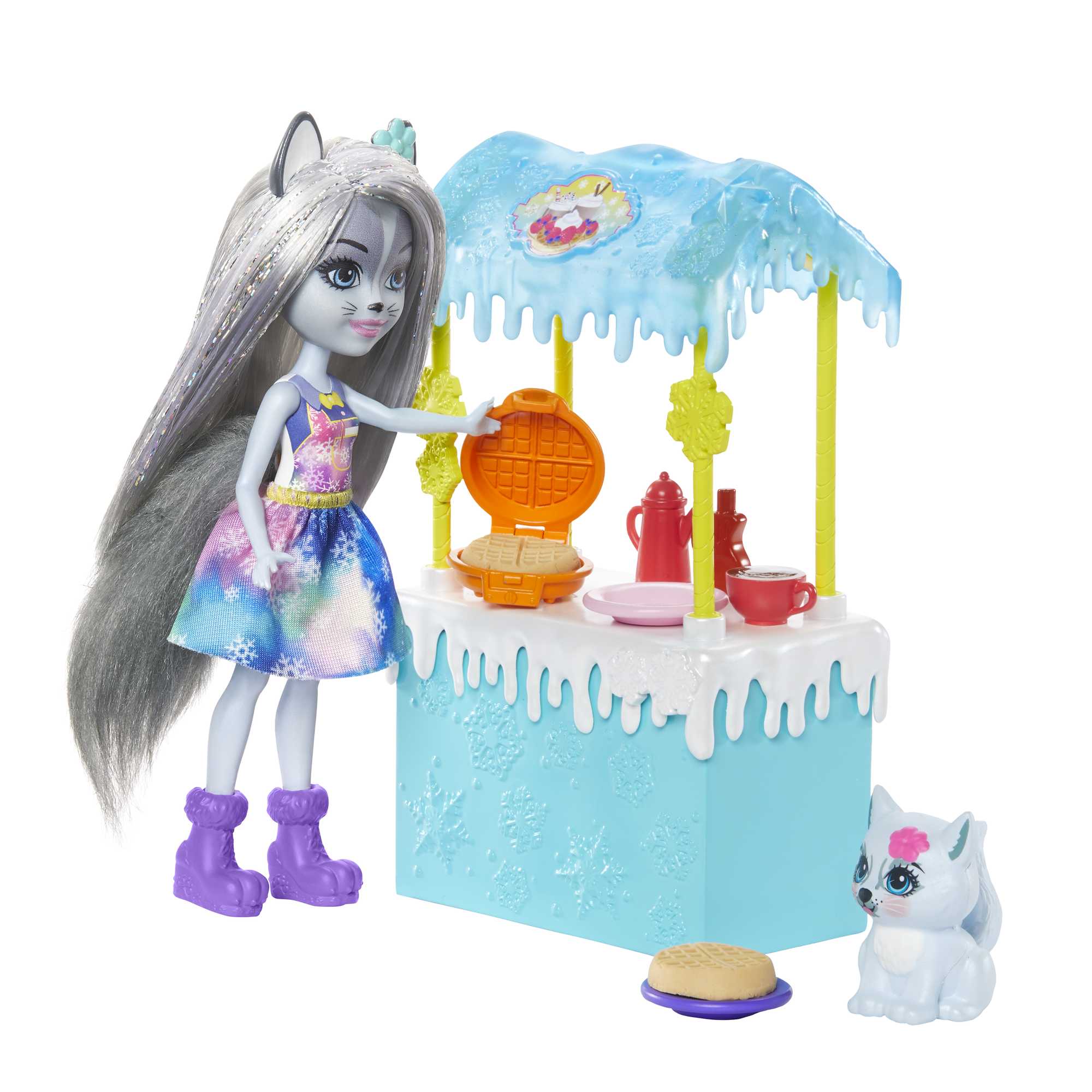 Enchantimals Warmin' Up Cocoa Stand With Hawna Husky & Whipped Cream Dolls | MATTEL