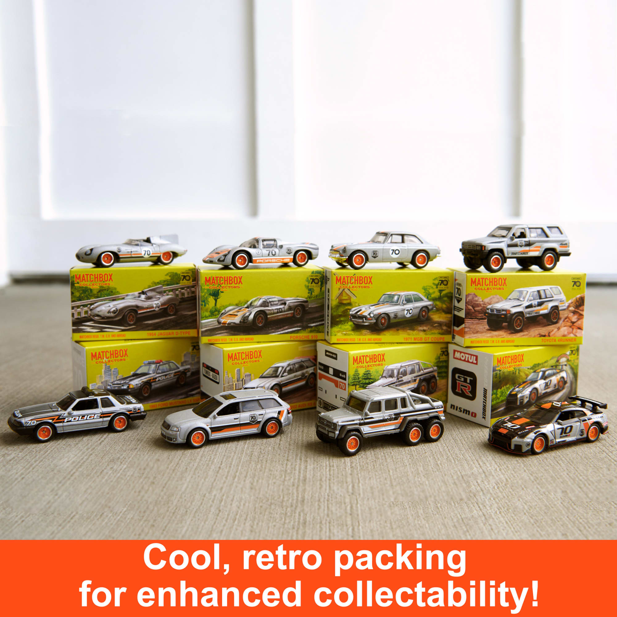 Matchbox Cars, Set Of 8 Die-Cast Cars In 1:64 Scale With Matchbox 70Th ...