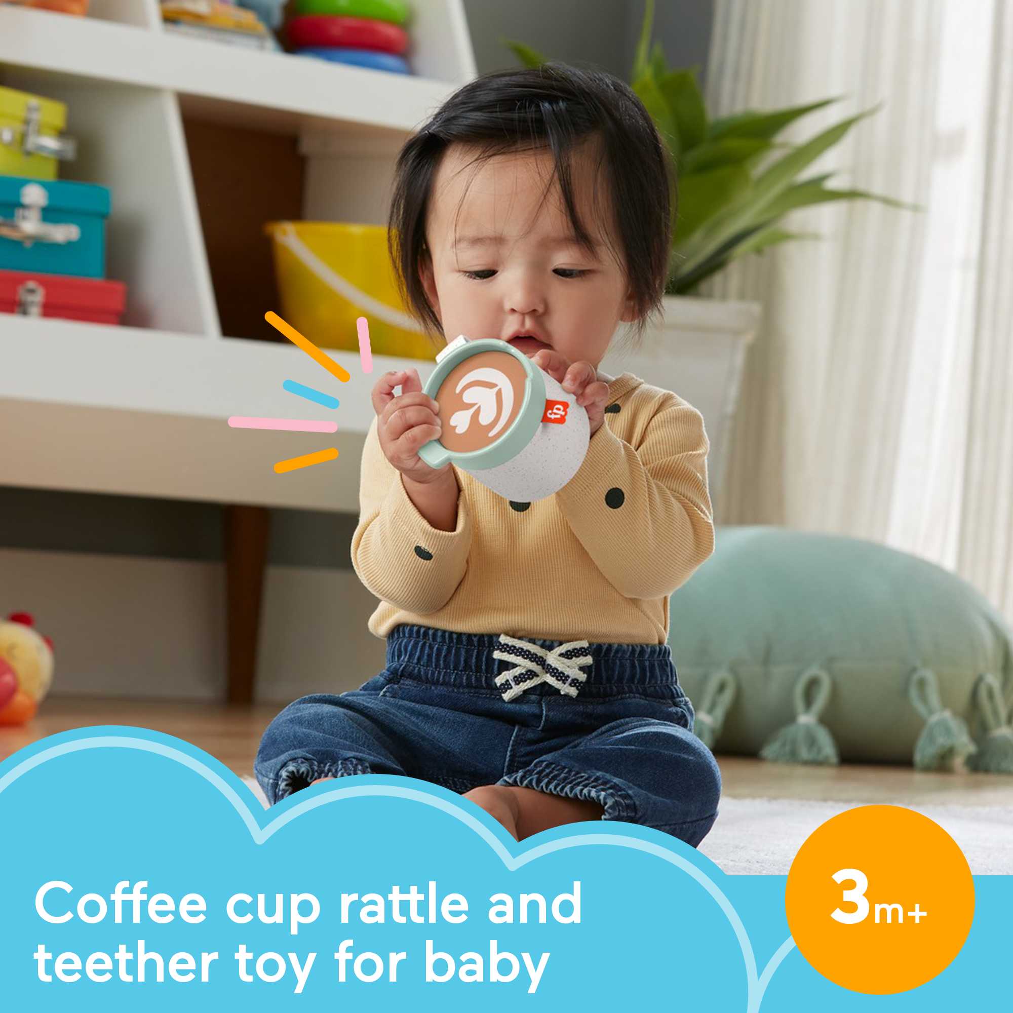 Fisher-Price Rattle A-Latte Coffee Cup Teether | HGB86 | MATTEL