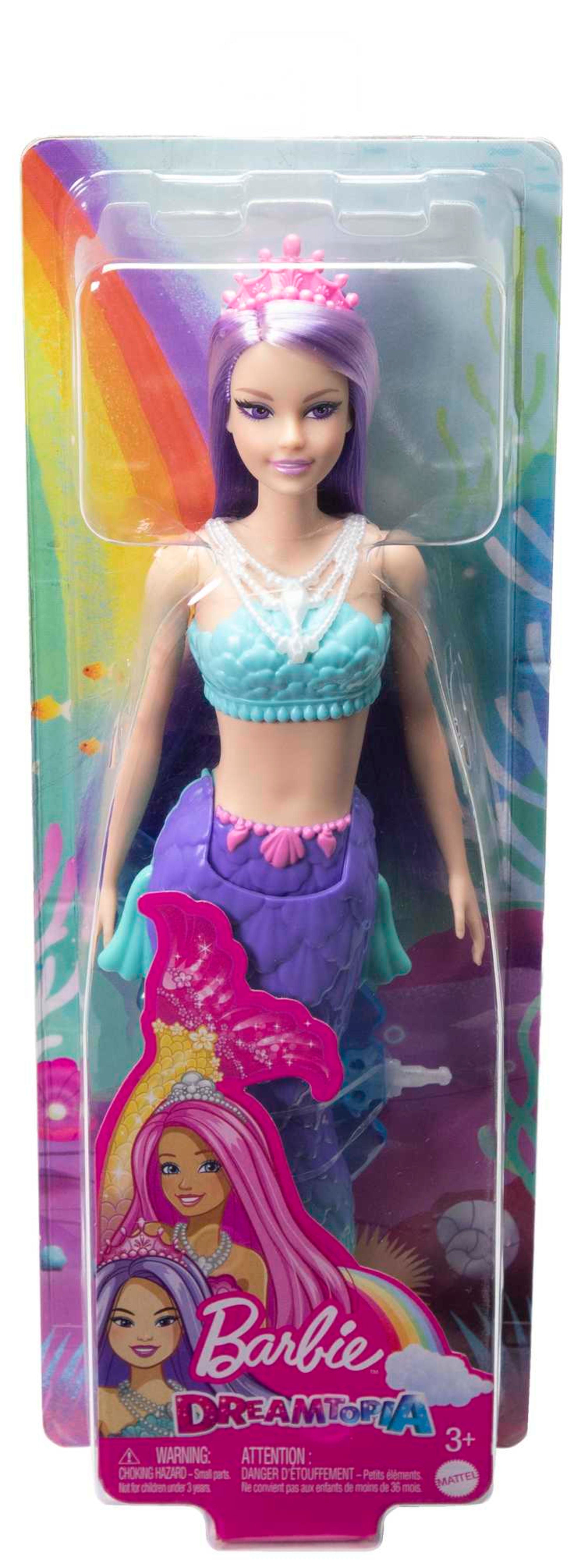 regional total Mujer hermosa Barbie® Sirena Pelo lila con corona rosa | MATTEL