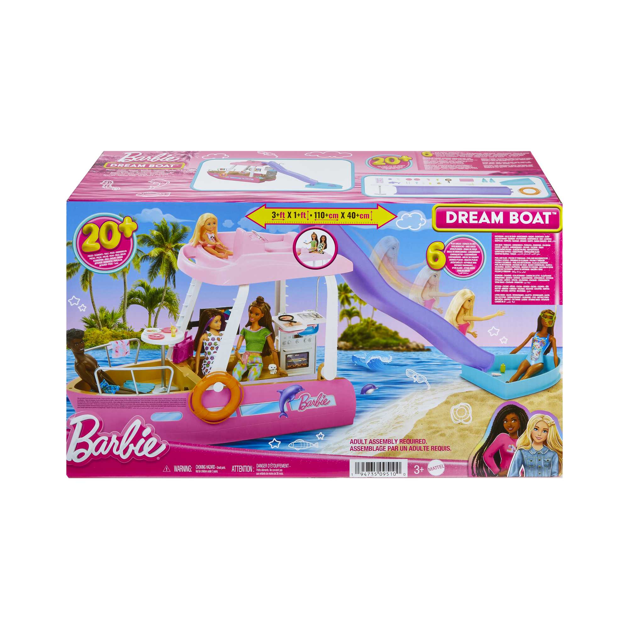 Playset Barbie Barco Com Piscina E Toboágua Dream Boat HJV37