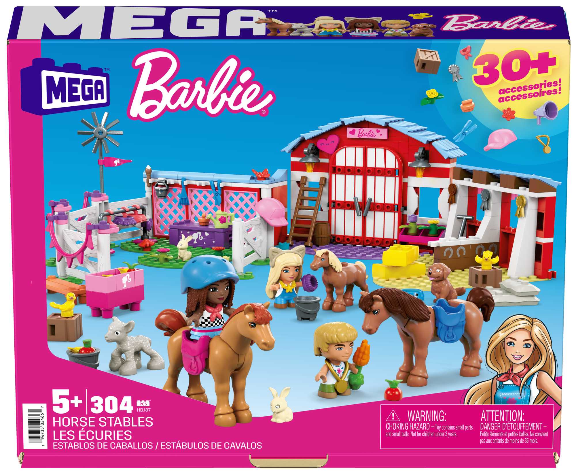 Конструктор для детей Mega Construx Barbie Конный двор | HDJ87 | MATTEL