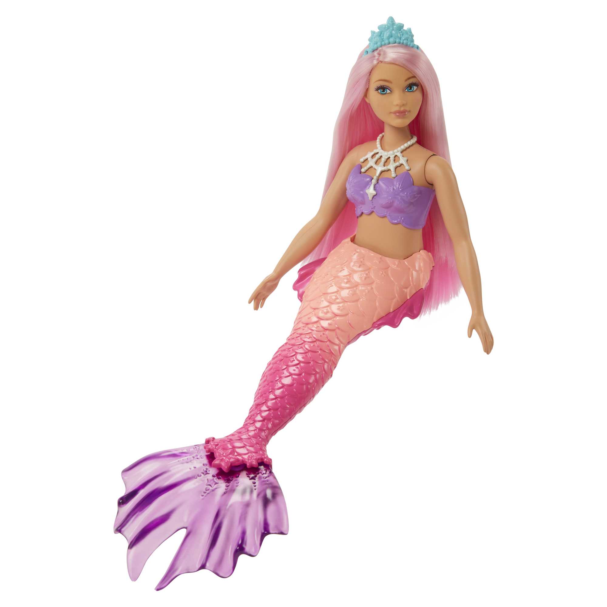 Barbie Poupée Sirène Dreamtopia (Ronde, Cheveux Roses), avec Queue de  Sirène à Dégradé Rose et Diadème, Jouet Enfant, Dès 3 ans, HGR09