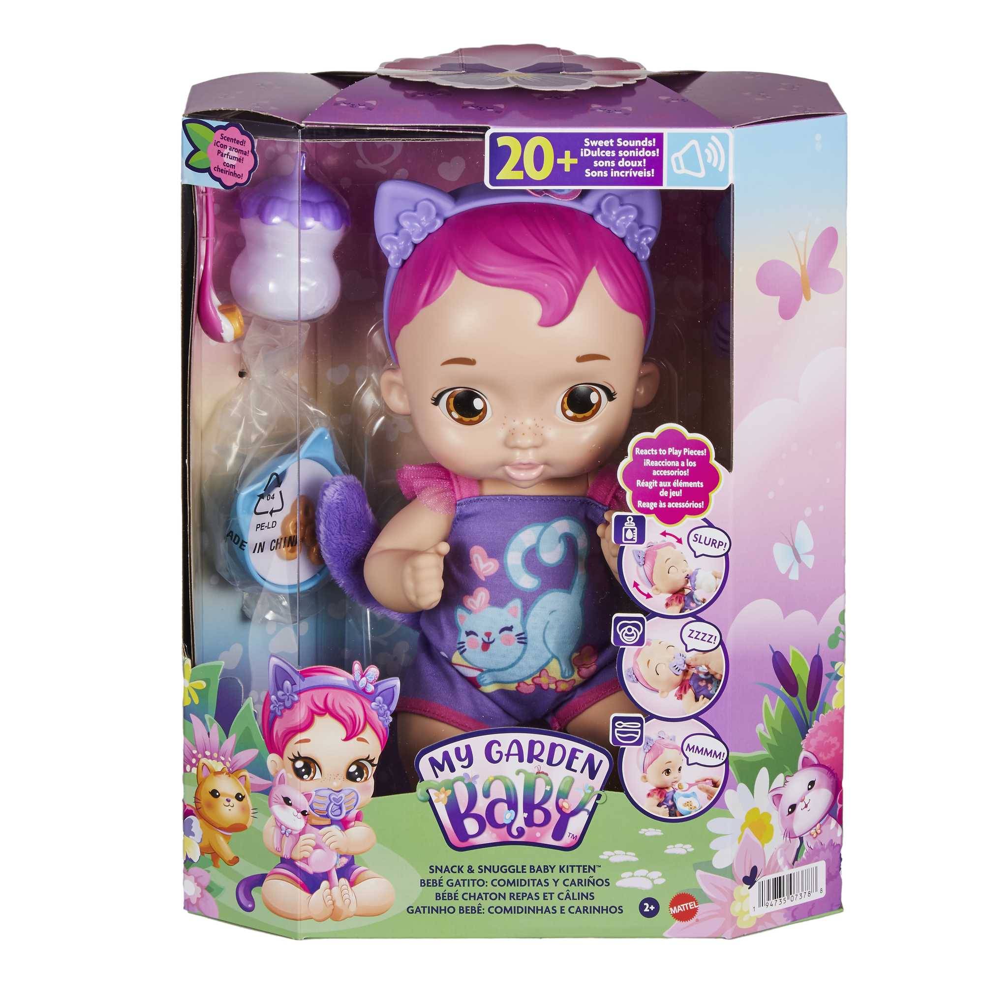 Mattel My Garden Baby Baby Gattina Pappa e Nanna - Bambola interattiva  viola da 30,5 cm, con oltre 20 suoni e 5 accessori, Giocattolo e regalo per  Bambini 3+ Anni - Mattel - Bambole Fashion - Giocattoli