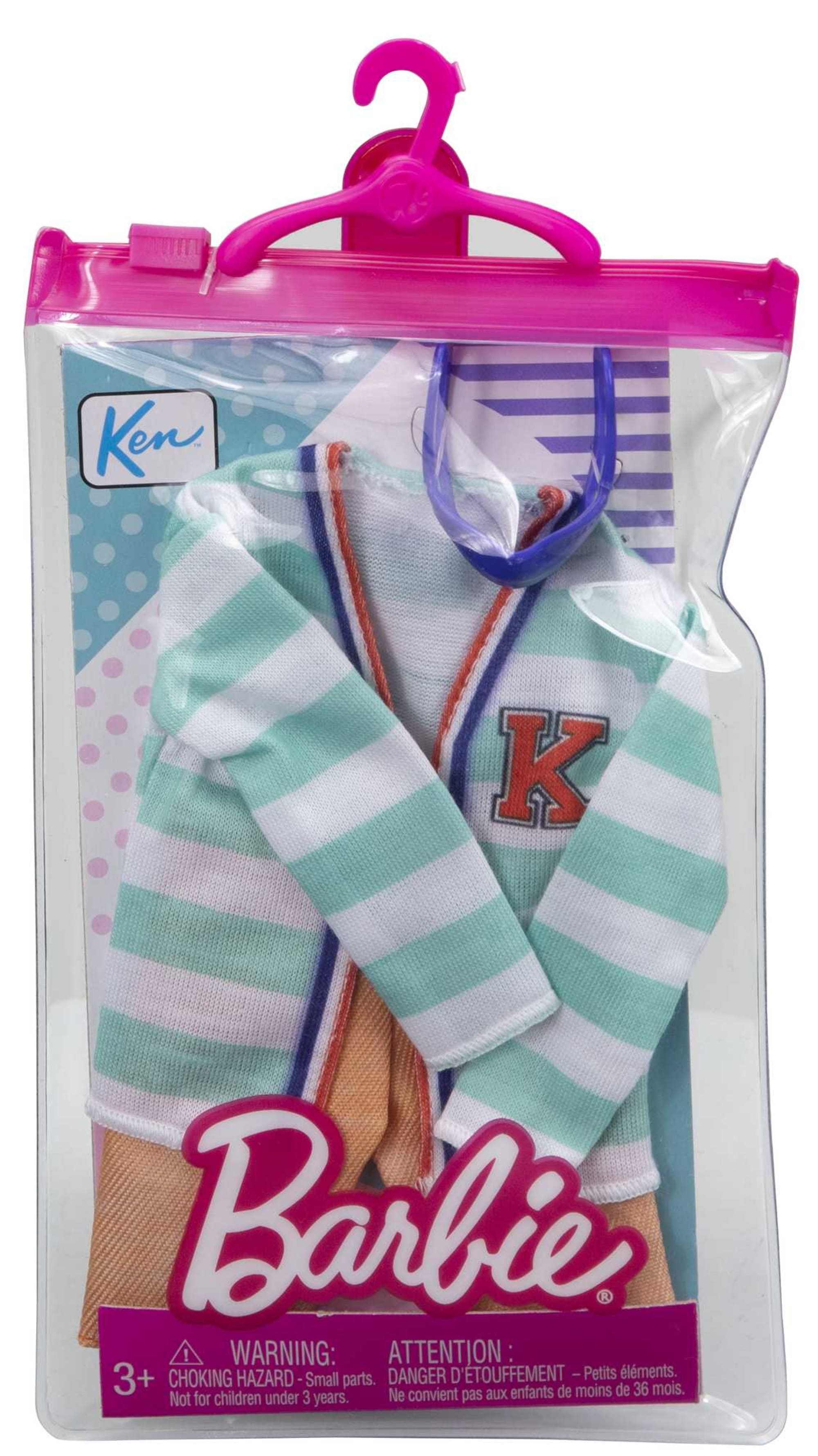 Ensemble de vêtements et accessoires pour poupées Ken Barbie comprenant 3  hauts, 3 pantalons, 6 chaussures, 1 paire de lunettes et 1 paire  d'écouteurs
