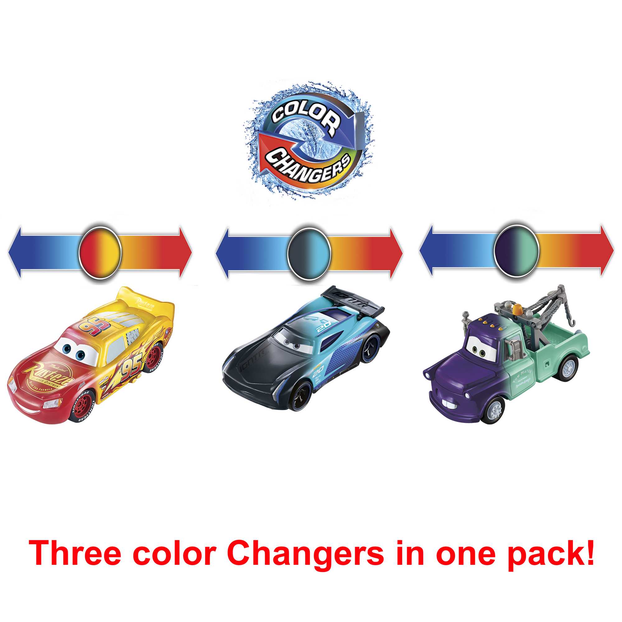 Disney Pixar Cars Color Changers Lightning McQueen, Mater & Jackson ...