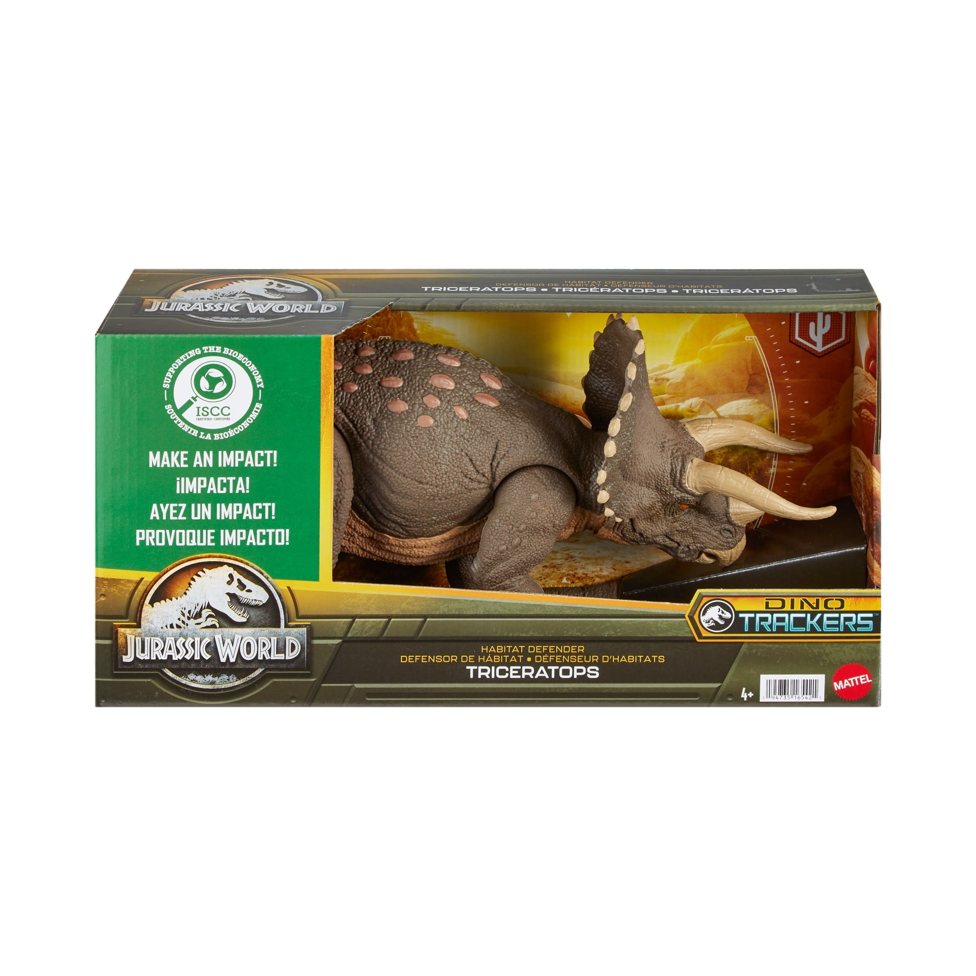 Jurassic World - Triceratops en plastique recyclé Mattel : King Jouet,  Figurines Mattel - Jeux d'imitation & Mondes imaginaires