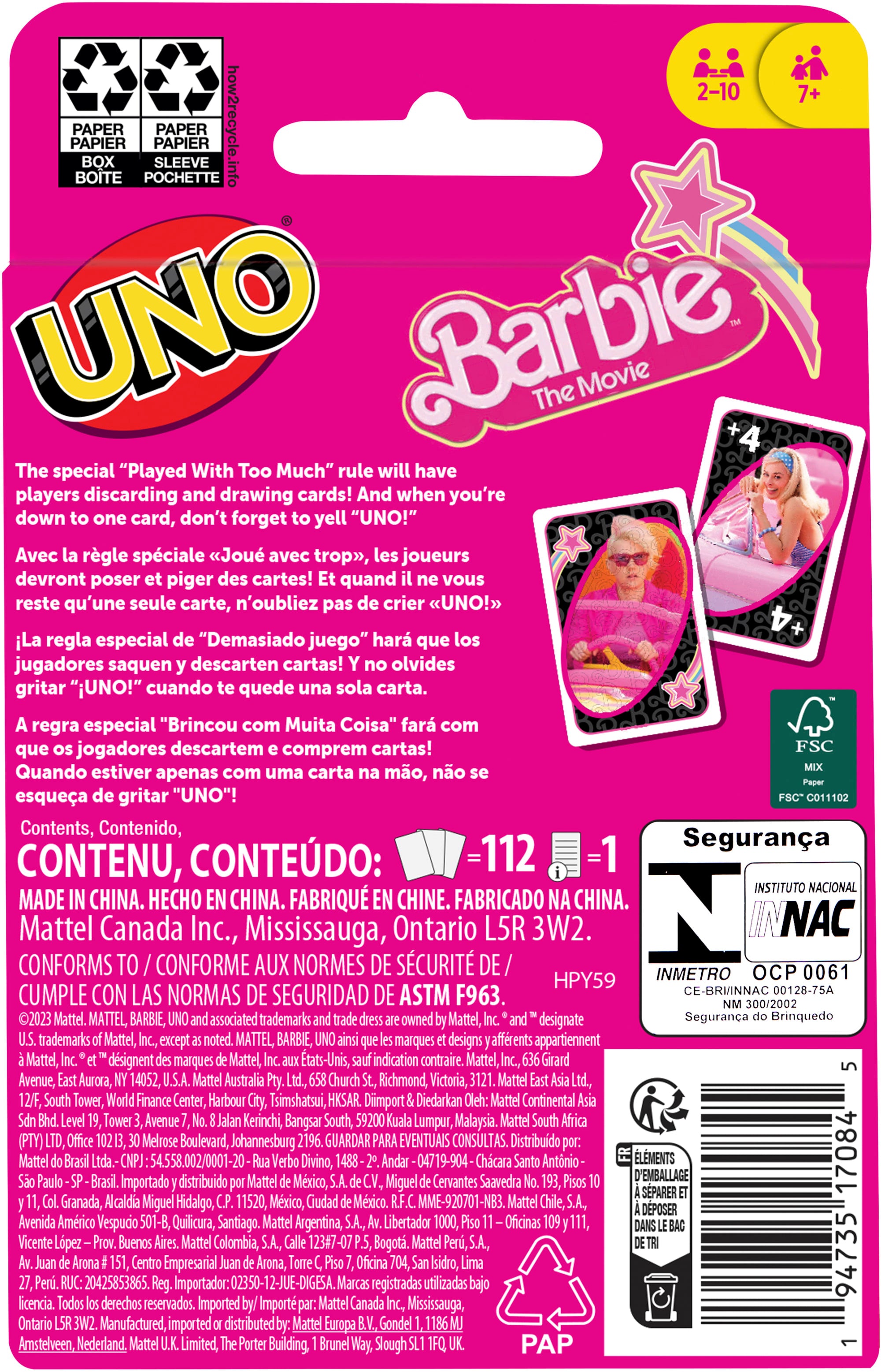 UNO Barbie The Movie, HPY59